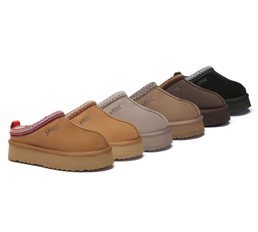 AUSTRALIAN SHEPHERD UGG Slippers Sheepskin Wool Ankle Platform Tazzy Tay
