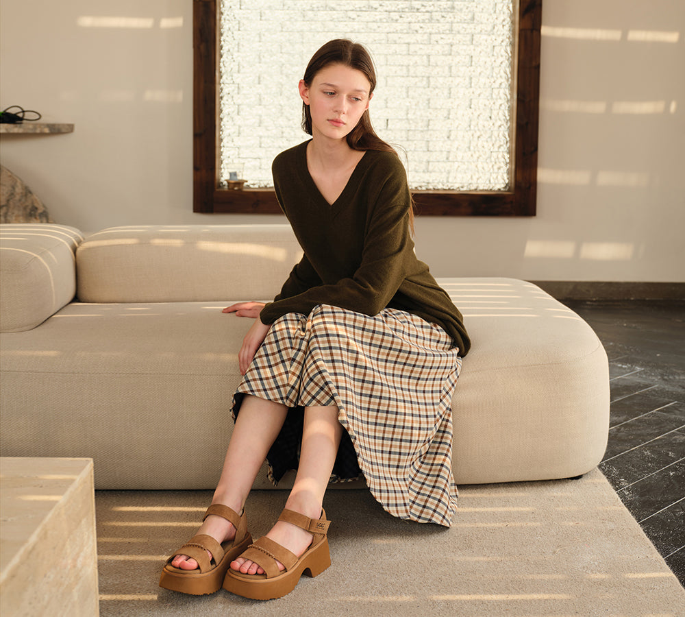 AUSTRALIAN SHEPHERD Women Adjustable Strap Slingback Chunky Platform Sandals Eive