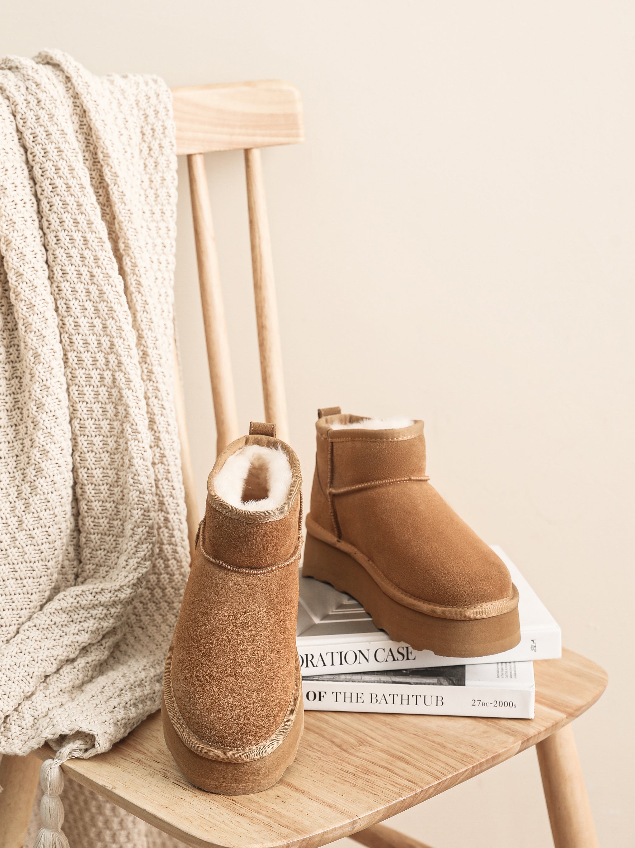 Australian Shepherd Ugg Mini Platform Boots Thick Bottom Ronnie-Boots-PEROZ Accessories