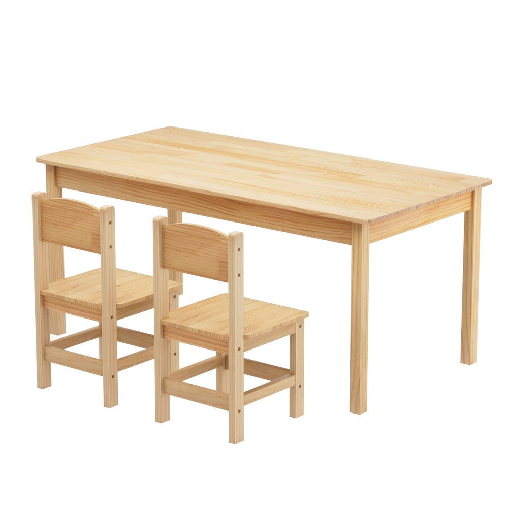 1 Keezi Kids Table and 2 Chairs Set Pinewood-Baby & Kids > Kid&