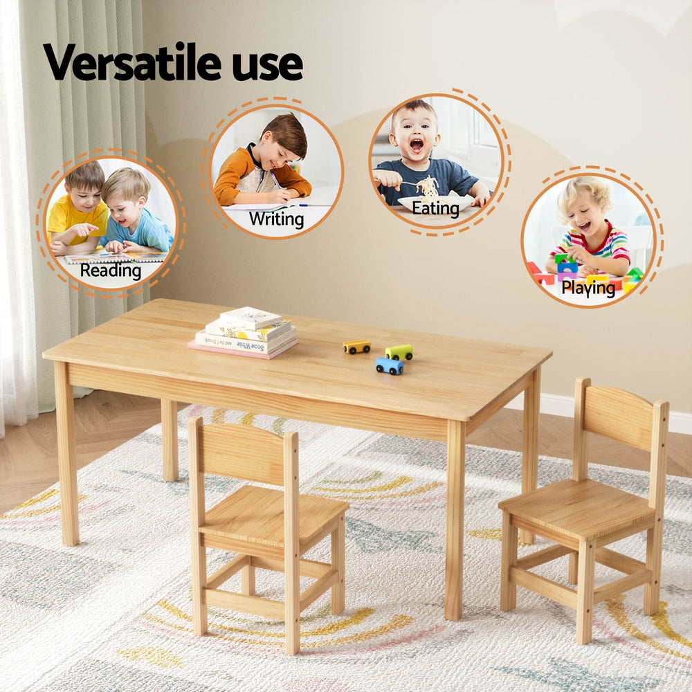 1 Keezi Kids Table and 2 Chairs Set Pinewood-Baby & Kids > Kid&