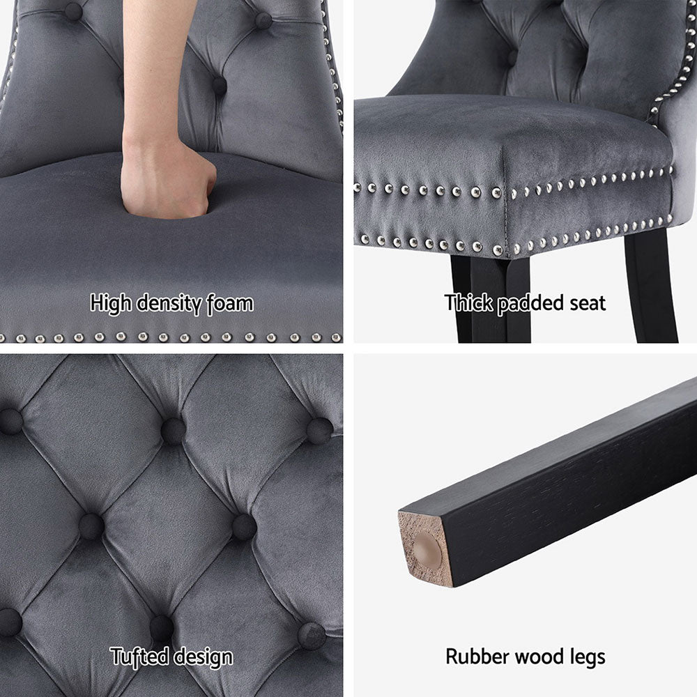 1 Set of 4 Artiss Dining Chairs Grey Velvet-Furniture > Dining > Kitchen & Dining Chairs-PEROZ Accessories