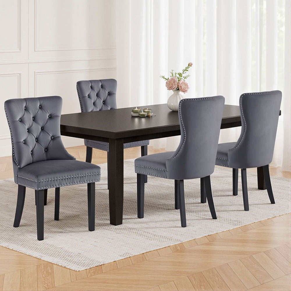 1 Set of 4 Artiss Dining Chairs Grey Velvet-Furniture > Dining > Kitchen & Dining Chairs-PEROZ Accessories
