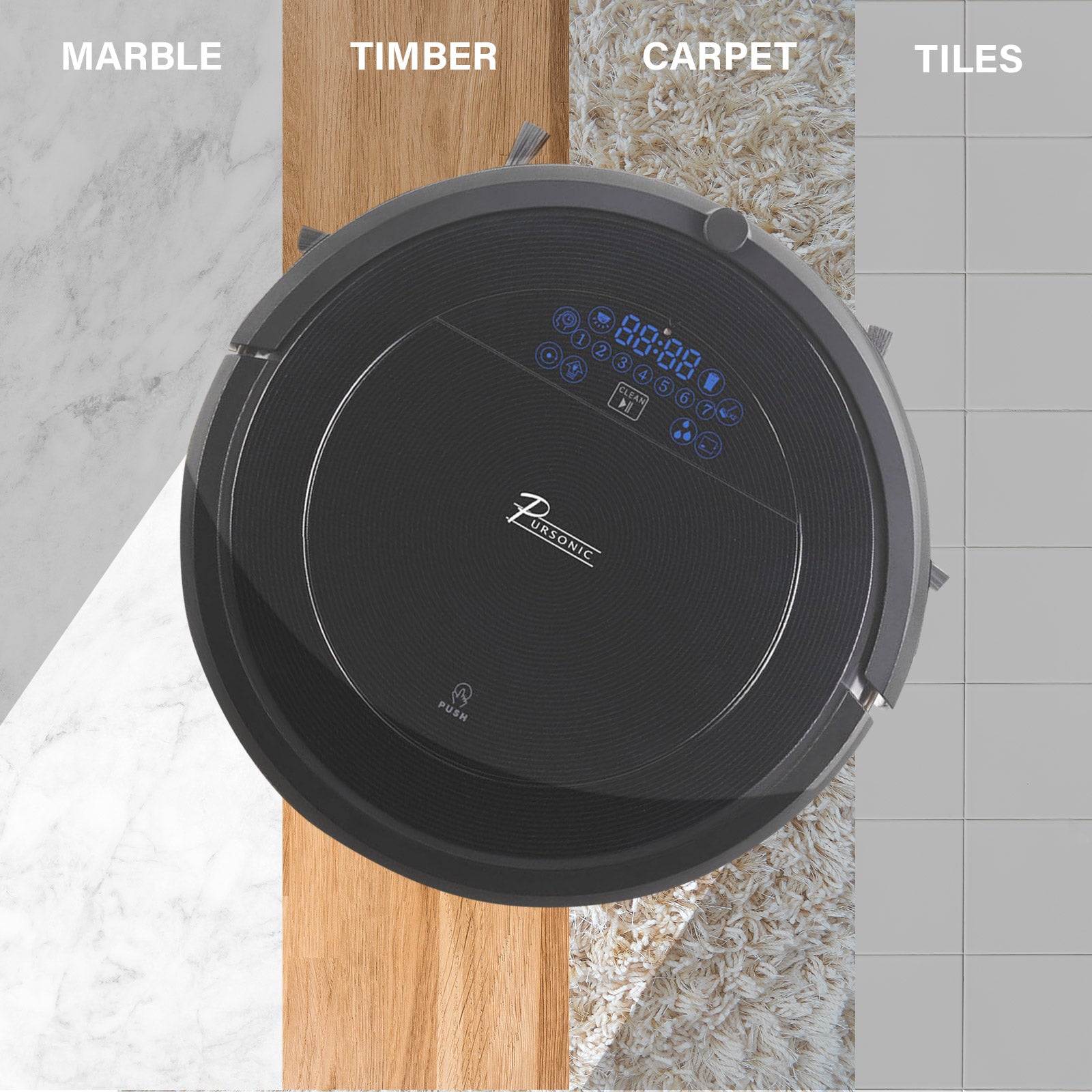 Pursonic i9 Robotic Vacuum Cleaner Carpet Floor Dry Wet Mopping Auto Robot-Small Home Appliances-PEROZ Accessories