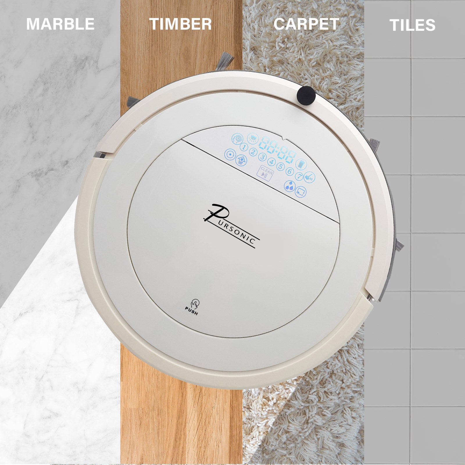 Pursonic i9 Robotic Vacuum Cleaner Carpet Floor Dry Wet Mopping Auto Robot-Small Home Appliances-PEROZ Accessories