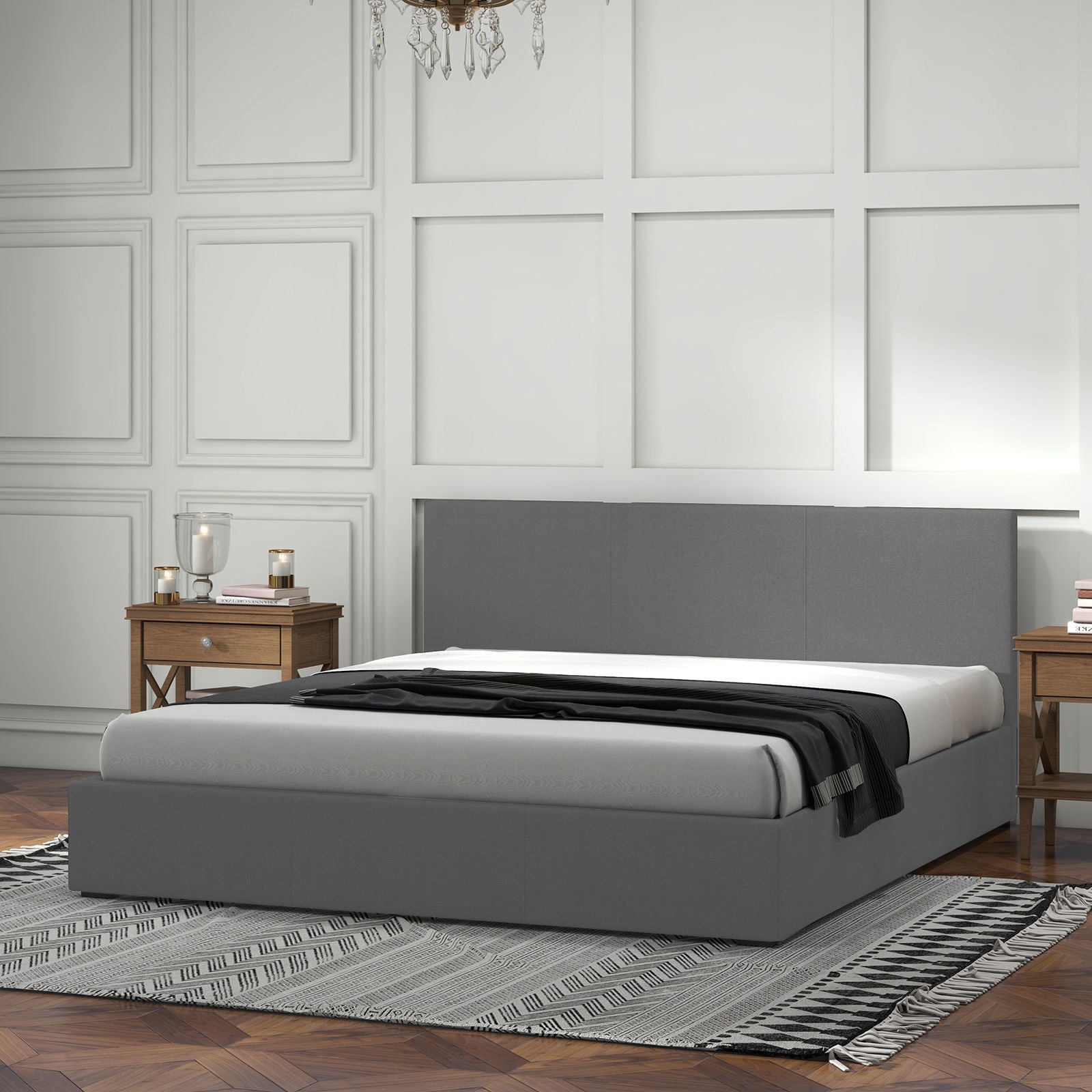Milano Luxury Gas Lift Bed Frame Base And Headboard With Storage-Bed Frames & Bases-PEROZ Accessories