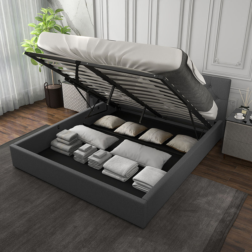 Milano Capri Luxury Gas Lift Bed Frame Base And Headboard With Storage-Bed Frames & Bases-PEROZ Accessories