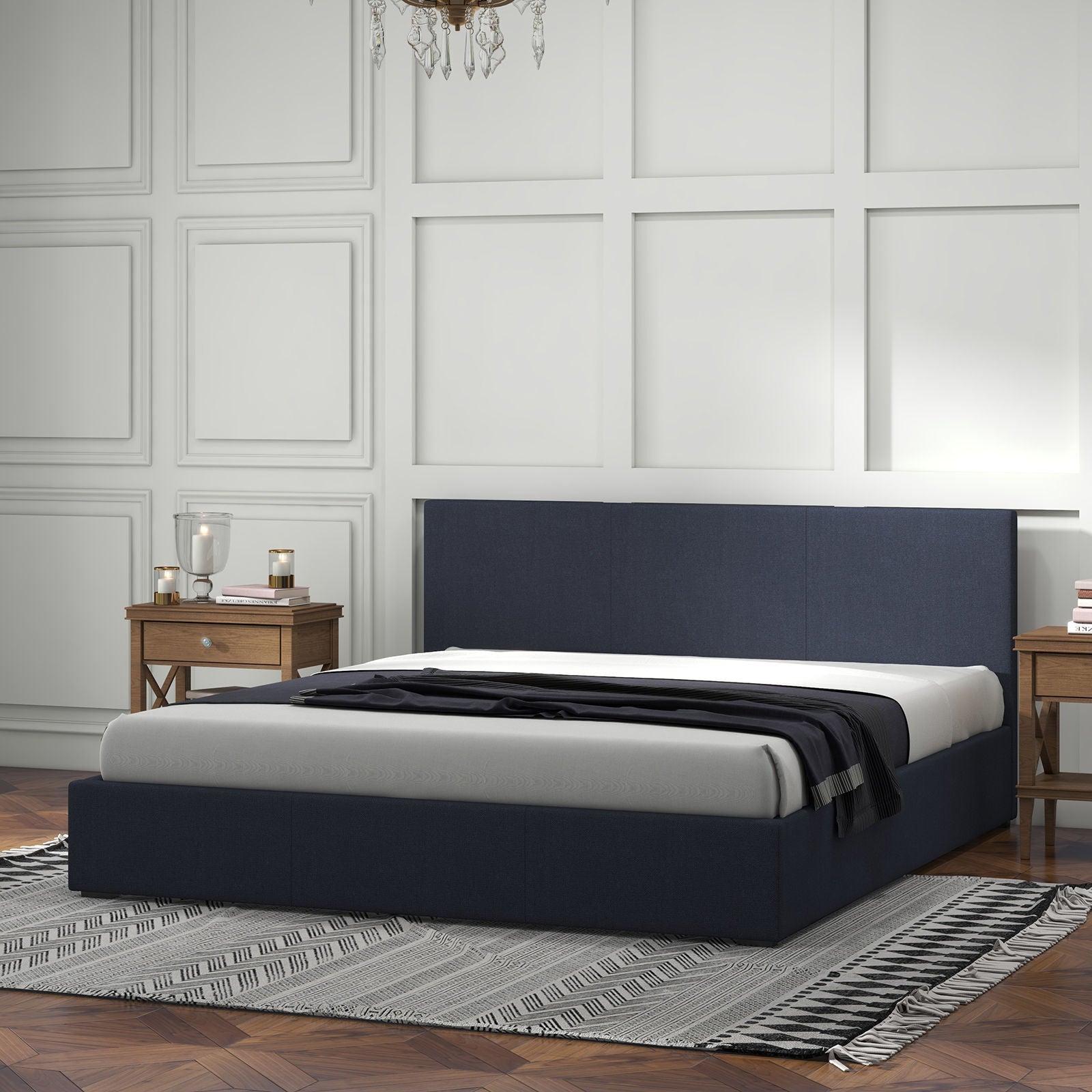 Milano Luxury Gas Lift Bed Frame Base And Headboard With Storage-Bed Frames & Bases-PEROZ Accessories