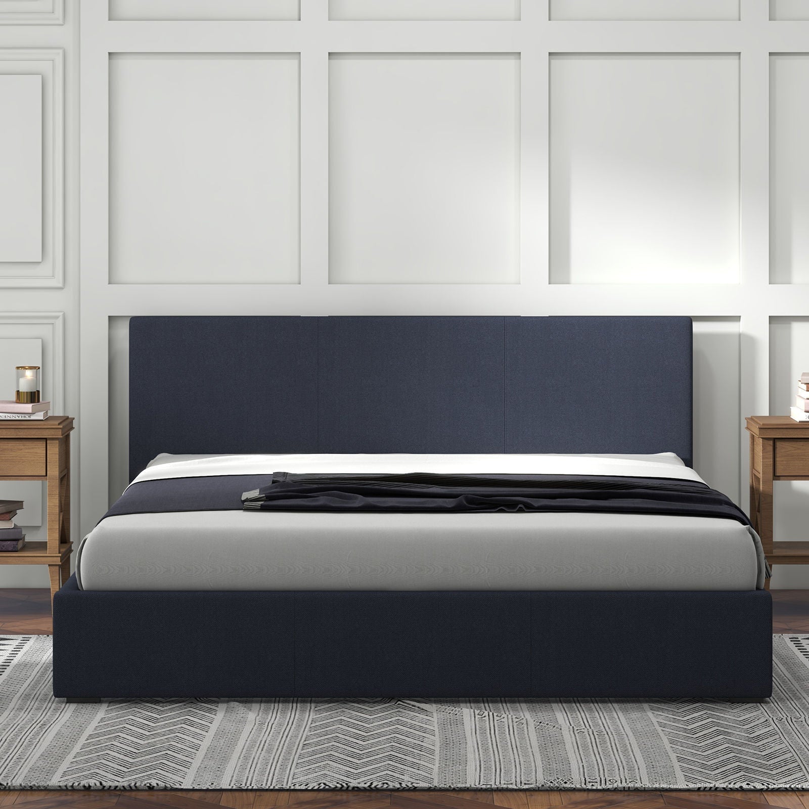Milano Luxury Gas Lift Bed Frame Base And Headboard With Storage-Bed Frames & Bases-PEROZ Accessories