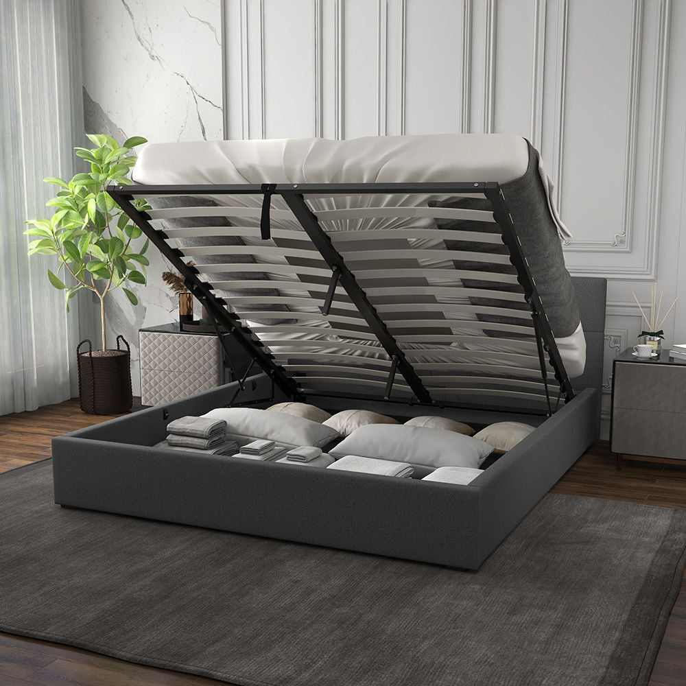 Milano Capri Luxury Gas Lift Bed Frame Base And Headboard With Storage-Bed Frames & Bases-PEROZ Accessories