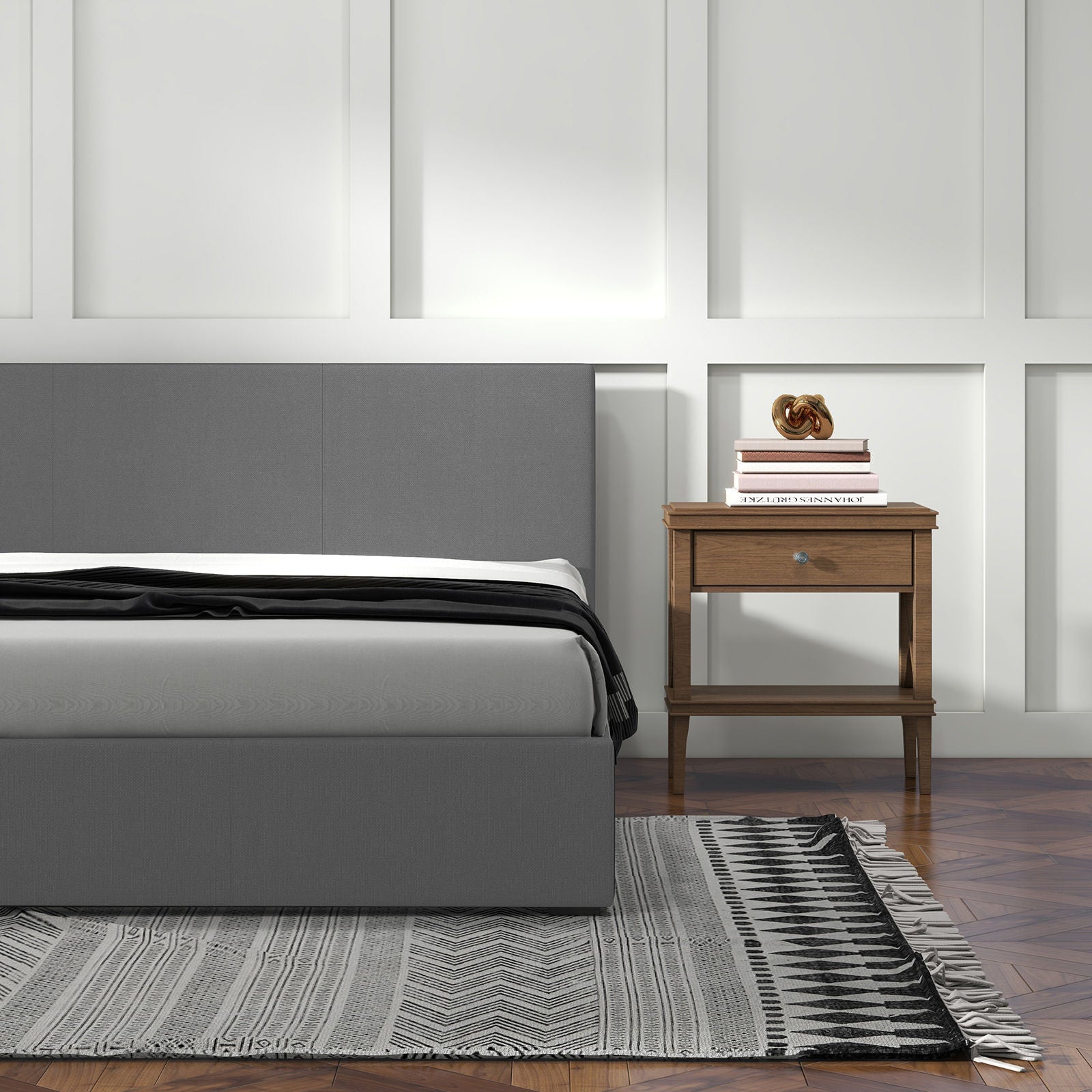 Milano Luxury Gas Lift Bed Frame Base And Headboard With Storage-Bed Frames & Bases-PEROZ Accessories