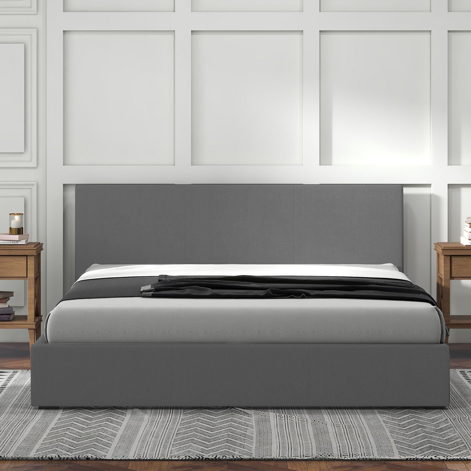 Milano Luxury Gas Lift Bed Frame Base And Headboard With Storage-Bed Frames & Bases-PEROZ Accessories