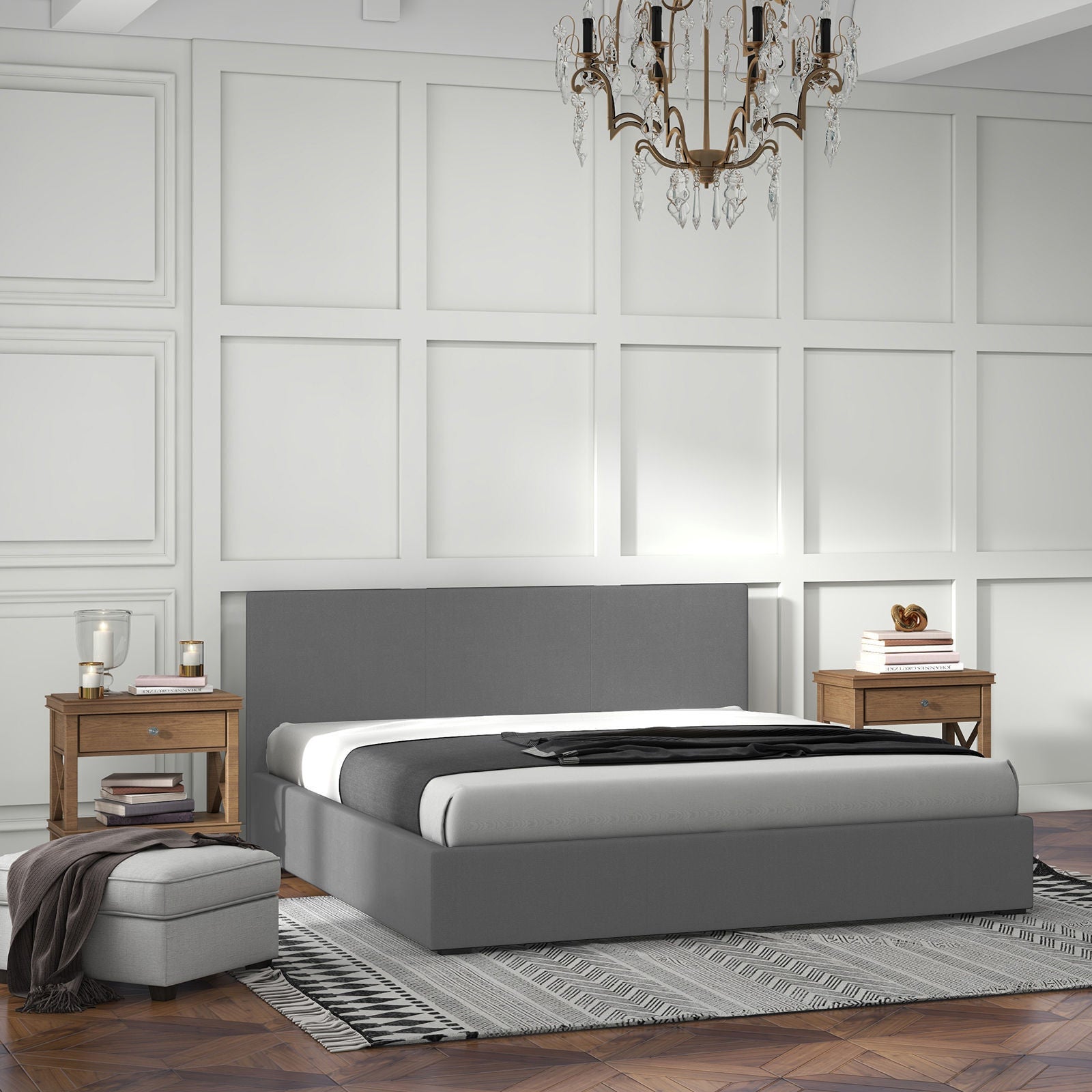 Milano Luxury Gas Lift Bed Frame Base And Headboard With Storage-Bed Frames & Bases-PEROZ Accessories