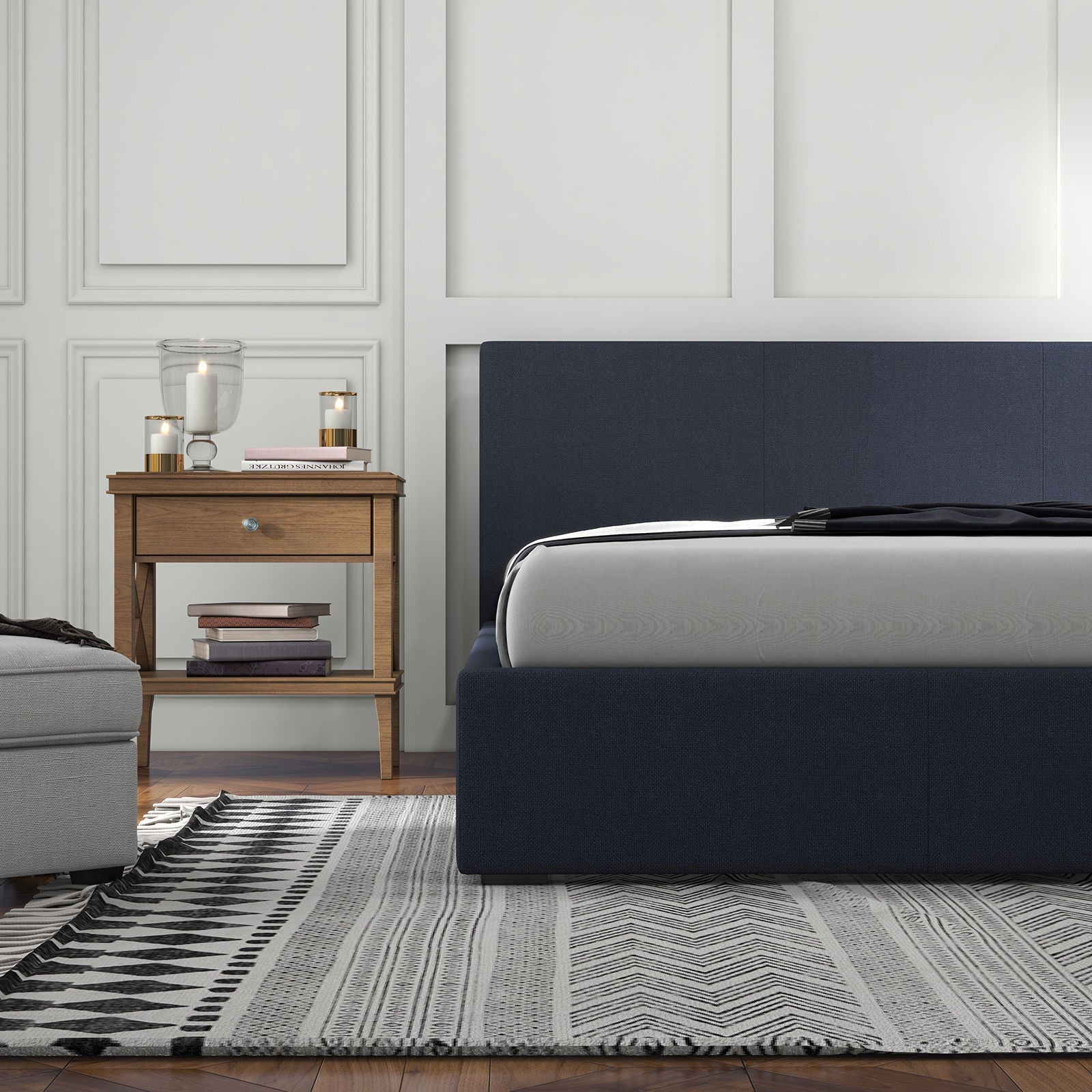 Milano Luxury Gas Lift Bed Frame Base And Headboard With Storage-Bed Frames & Bases-PEROZ Accessories
