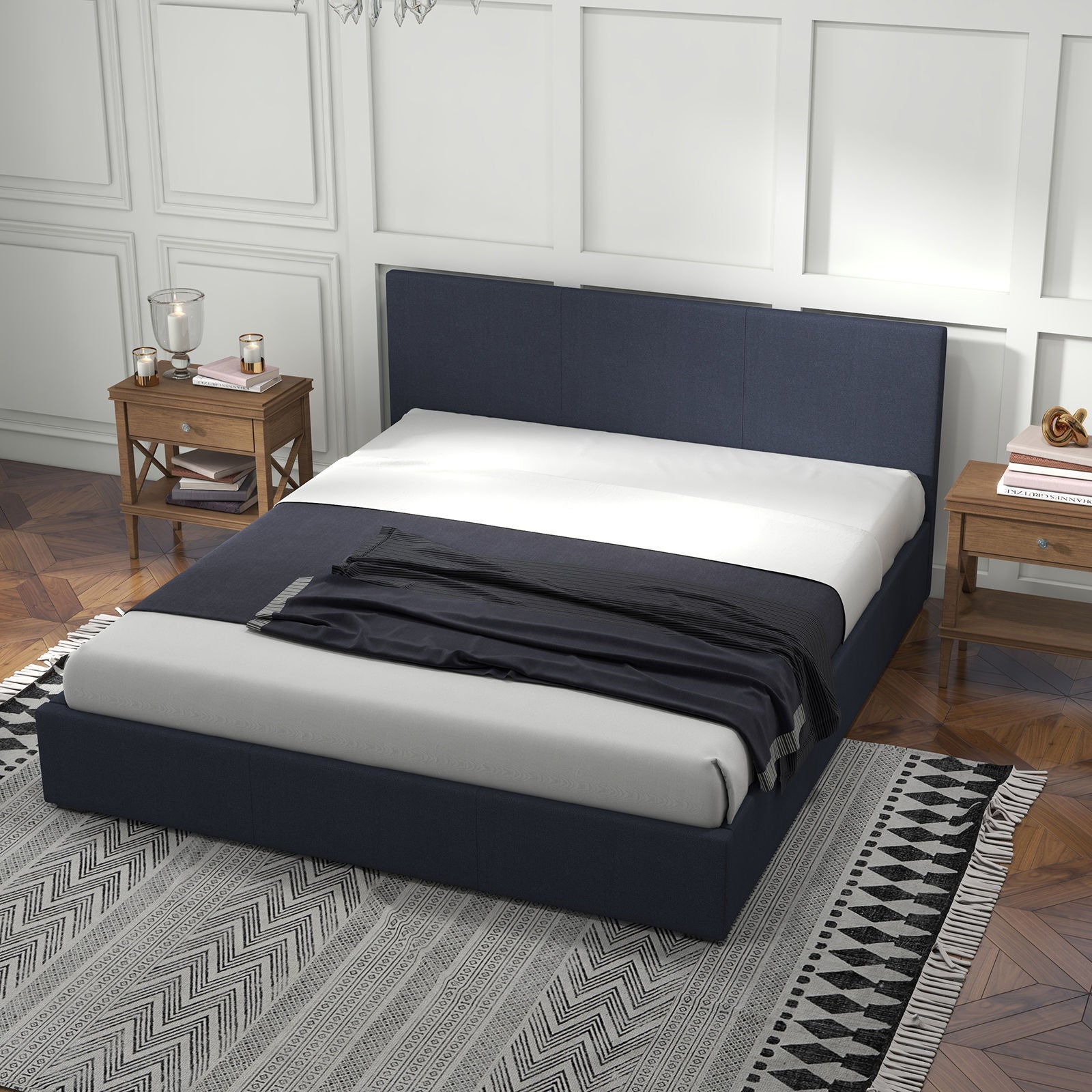 Milano Luxury Gas Lift Bed Frame Base And Headboard With Storage-Bed Frames & Bases-PEROZ Accessories