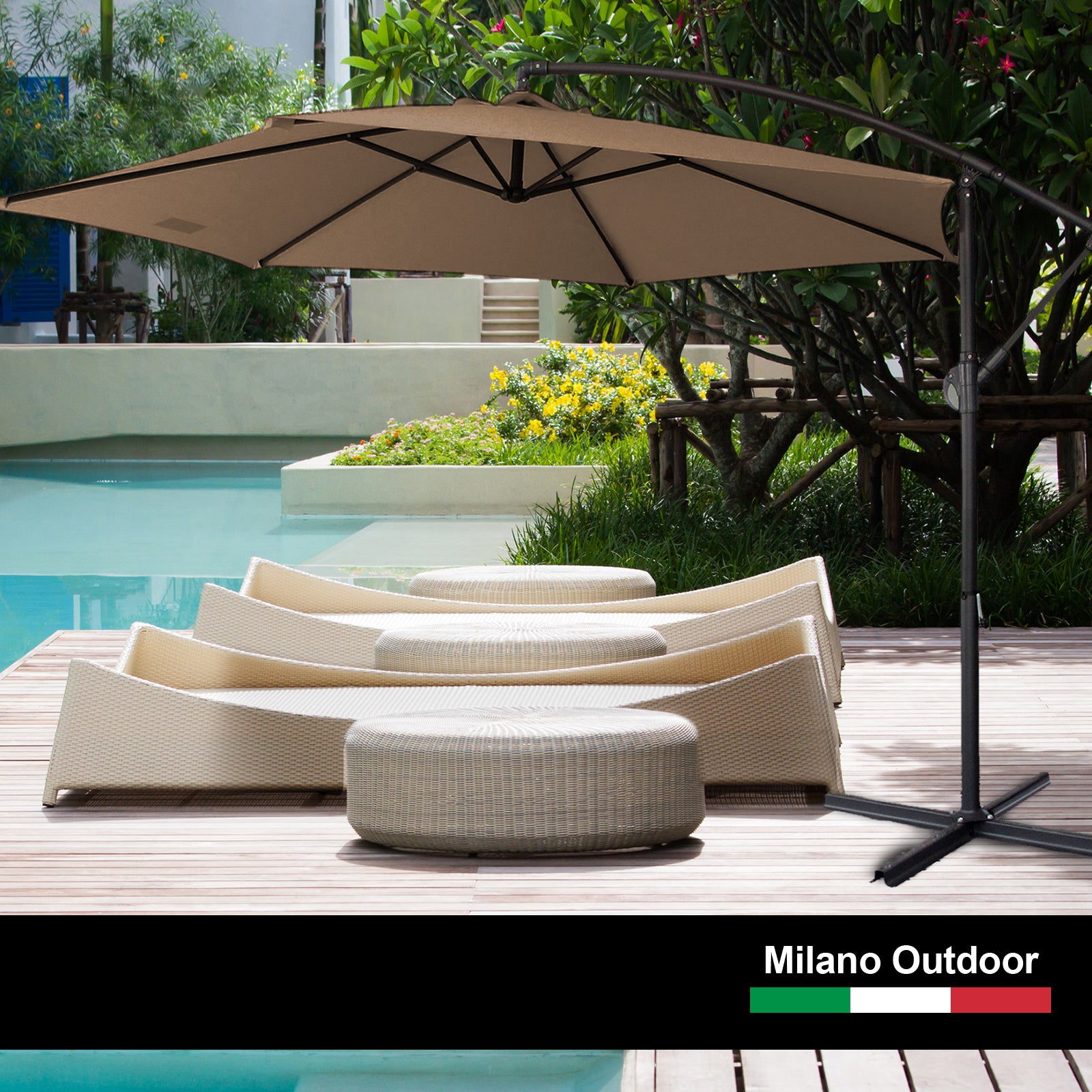 Milano Outdoor 3 Metre Cantilever Umbrella UV Sunshade Garden Patio Deck-Outdoor Umbrellas-PEROZ Accessories