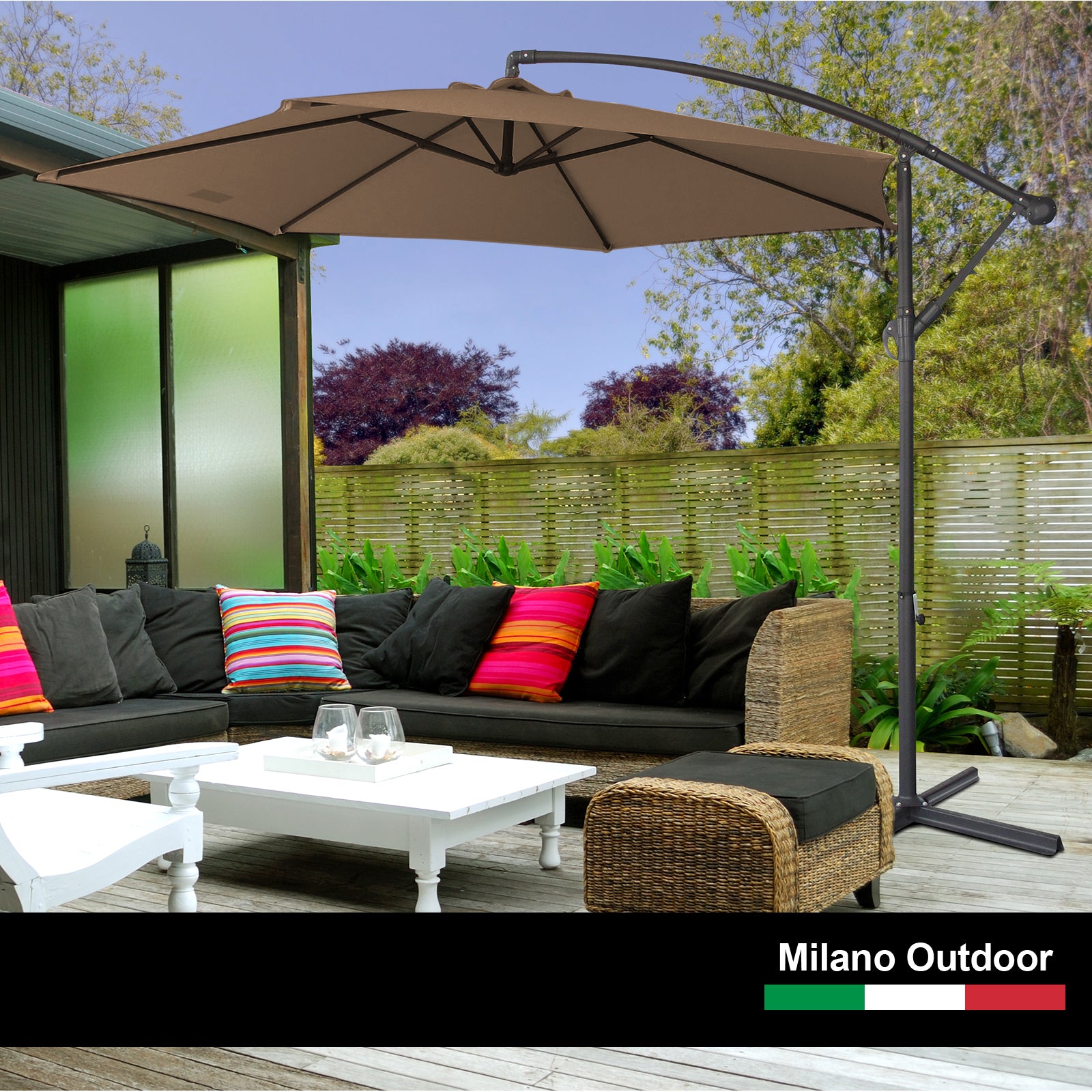 Milano Outdoor 3 Metre Cantilever Umbrella UV Sunshade Garden Patio Deck-Outdoor Umbrellas-PEROZ Accessories