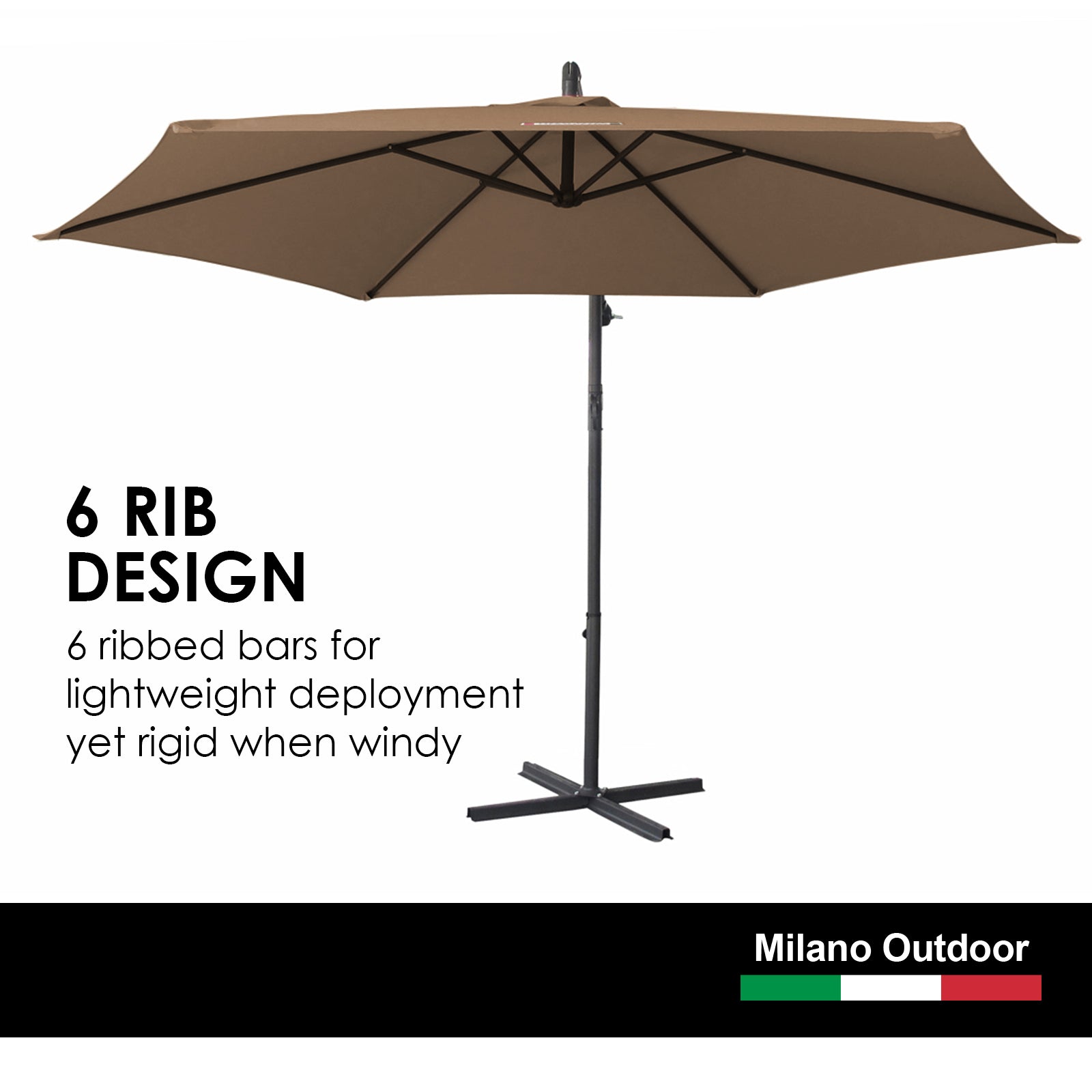 Milano Outdoor 3 Metre Cantilever Umbrella UV Sunshade Garden Patio Deck-Outdoor Umbrellas-PEROZ Accessories