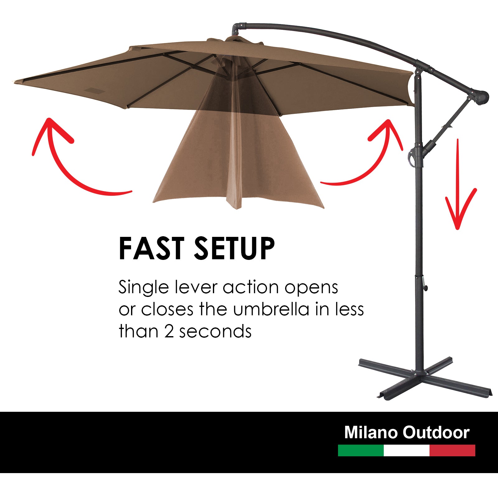Milano Outdoor 3 Metre Cantilever Umbrella UV Sunshade Garden Patio Deck-Outdoor Umbrellas-PEROZ Accessories