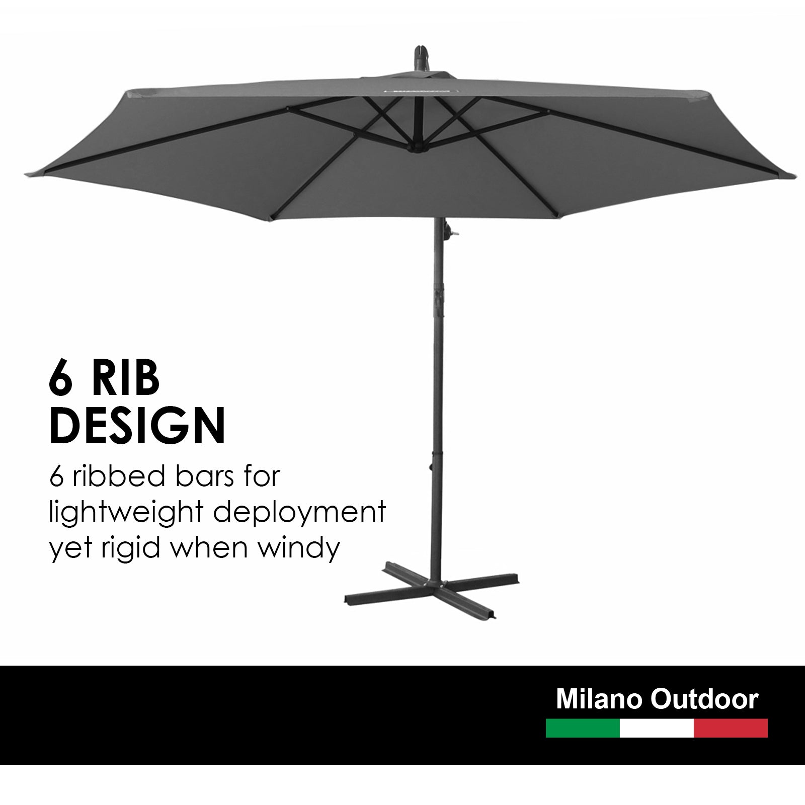 Milano Outdoor 3 Metre Cantilever Umbrella UV Sunshade Garden Patio Deck-Outdoor Umbrellas-PEROZ Accessories