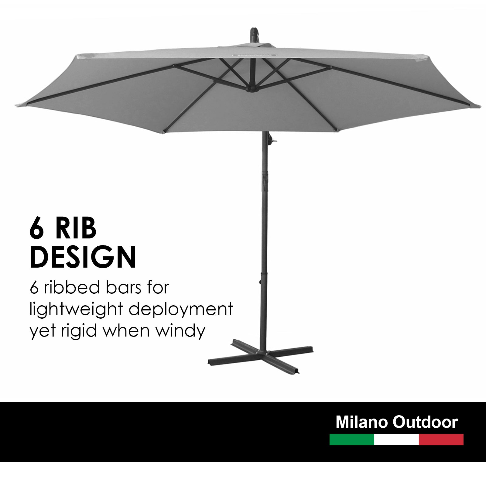 Milano Outdoor 3 Metre Cantilever Umbrella UV Sunshade Garden Patio Deck-Outdoor Umbrellas-PEROZ Accessories