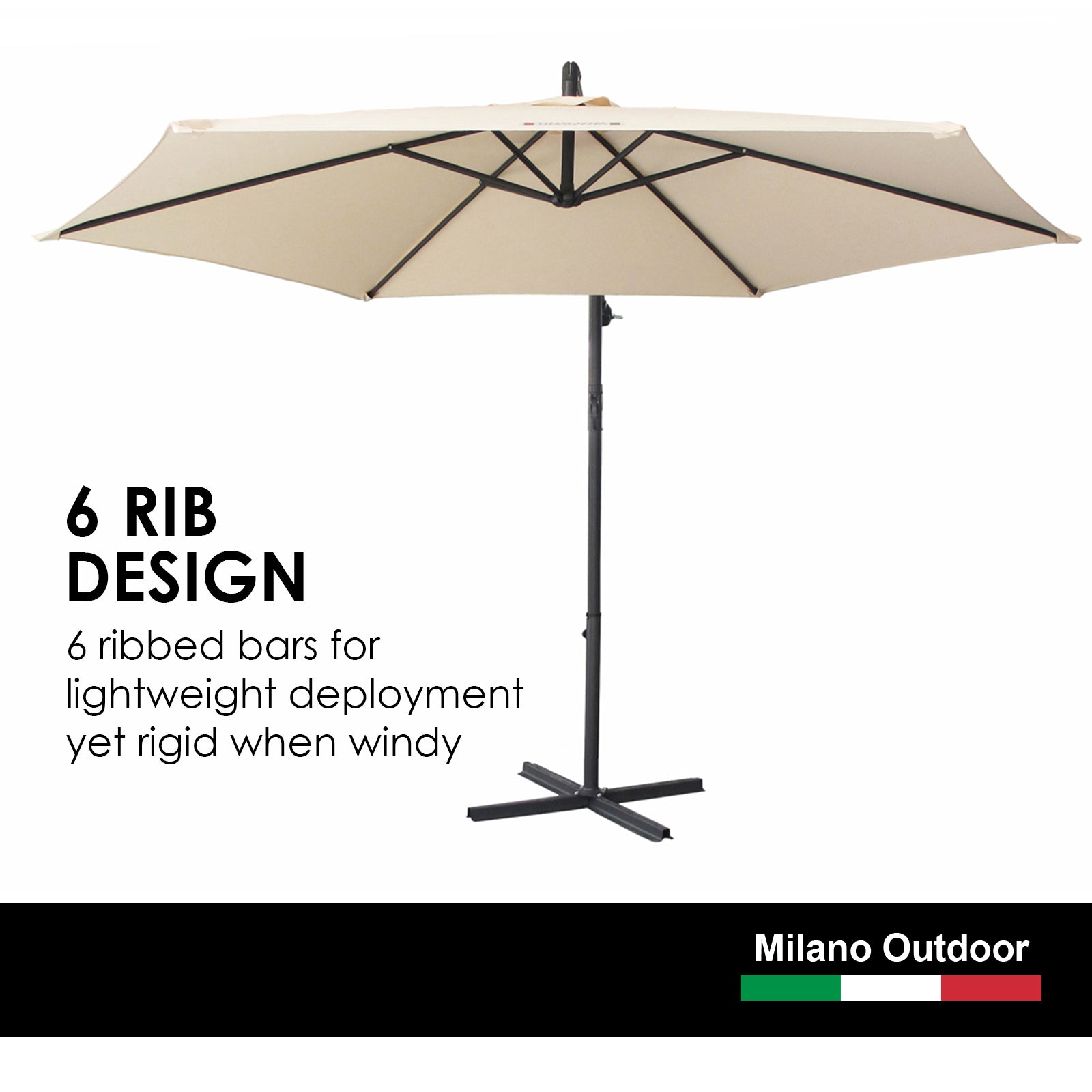 Milano Outdoor 3 Metre Cantilever Umbrella UV Sunshade Garden Patio Deck-Outdoor Umbrellas-PEROZ Accessories