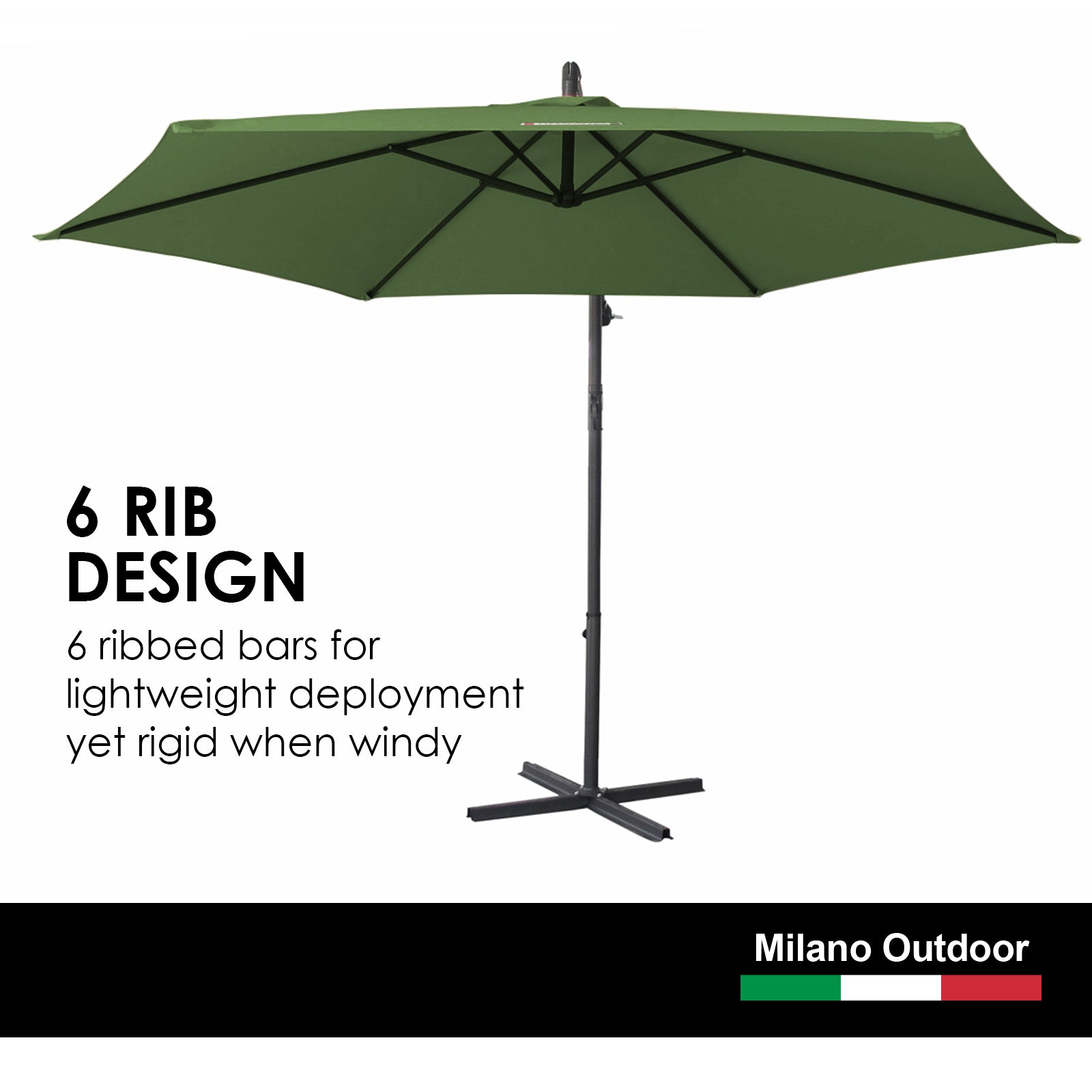 Milano Outdoor 3 Metre Cantilever Umbrella UV Sunshade Garden Patio Deck-Outdoor Umbrellas-PEROZ Accessories