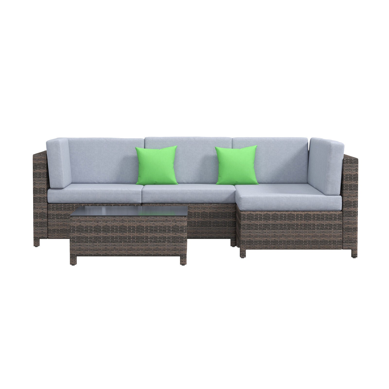 Milano Decor 5 Piece Outdoor Sofa Set Rattan Oatmeal Black Patio Garden Lounge-Outdoor Sofa/Lounge Sets-PEROZ Accessories