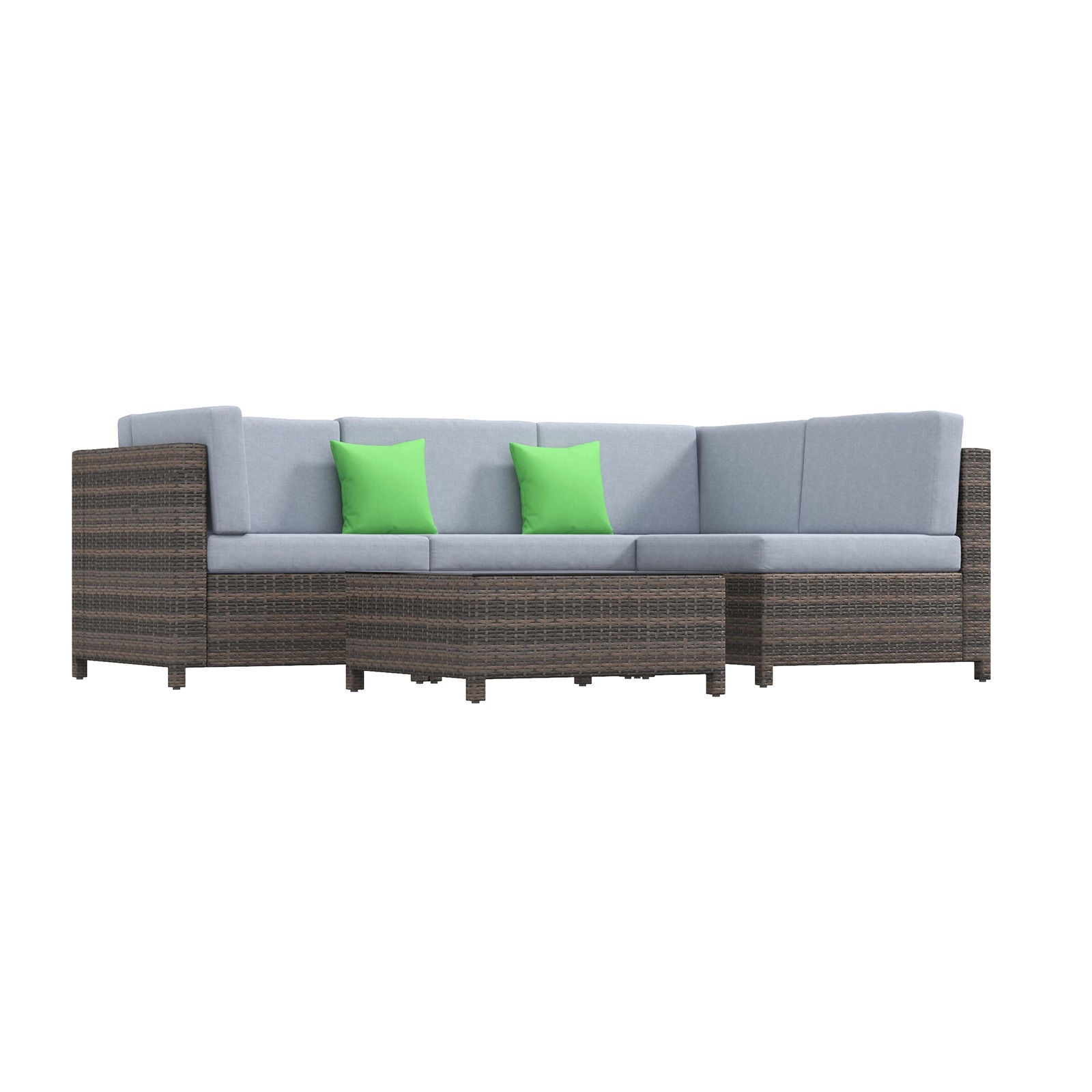 Milano Decor 5 Piece Outdoor Sofa Set Rattan Oatmeal Black Patio Garden Lounge-Outdoor Sofa/Lounge Sets-PEROZ Accessories