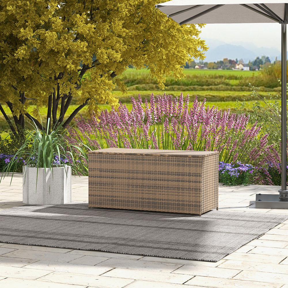 Arcadia Furniture Outdoor Rattan Storage Box Garden Toy Tools Shed UV Resistant-Storage Chests & Ottomans-PEROZ Accessories