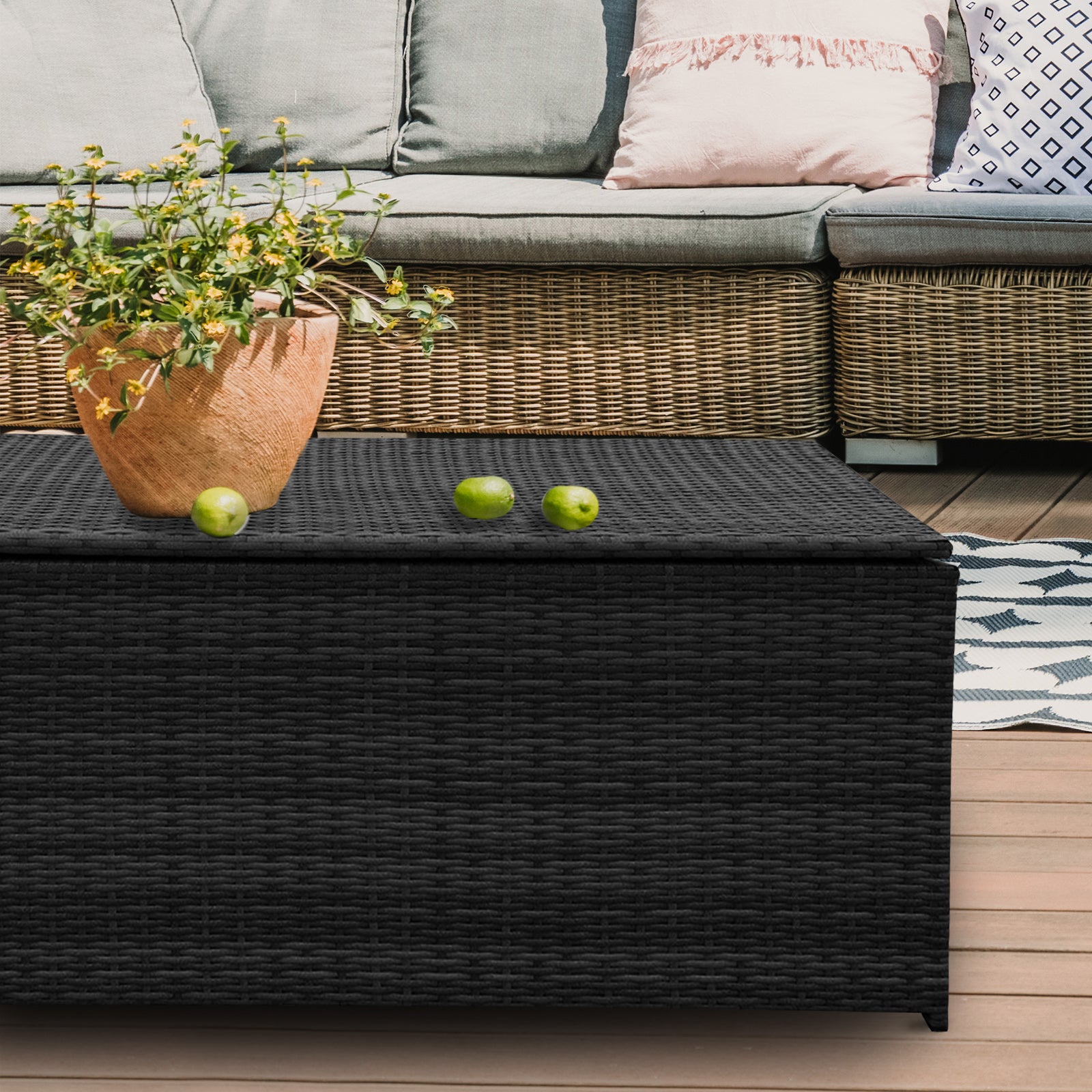 Arcadia Furniture Outdoor Rattan Storage Box Garden Toy Tools Shed UV Resistant-Storage Chests & Ottomans-PEROZ Accessories