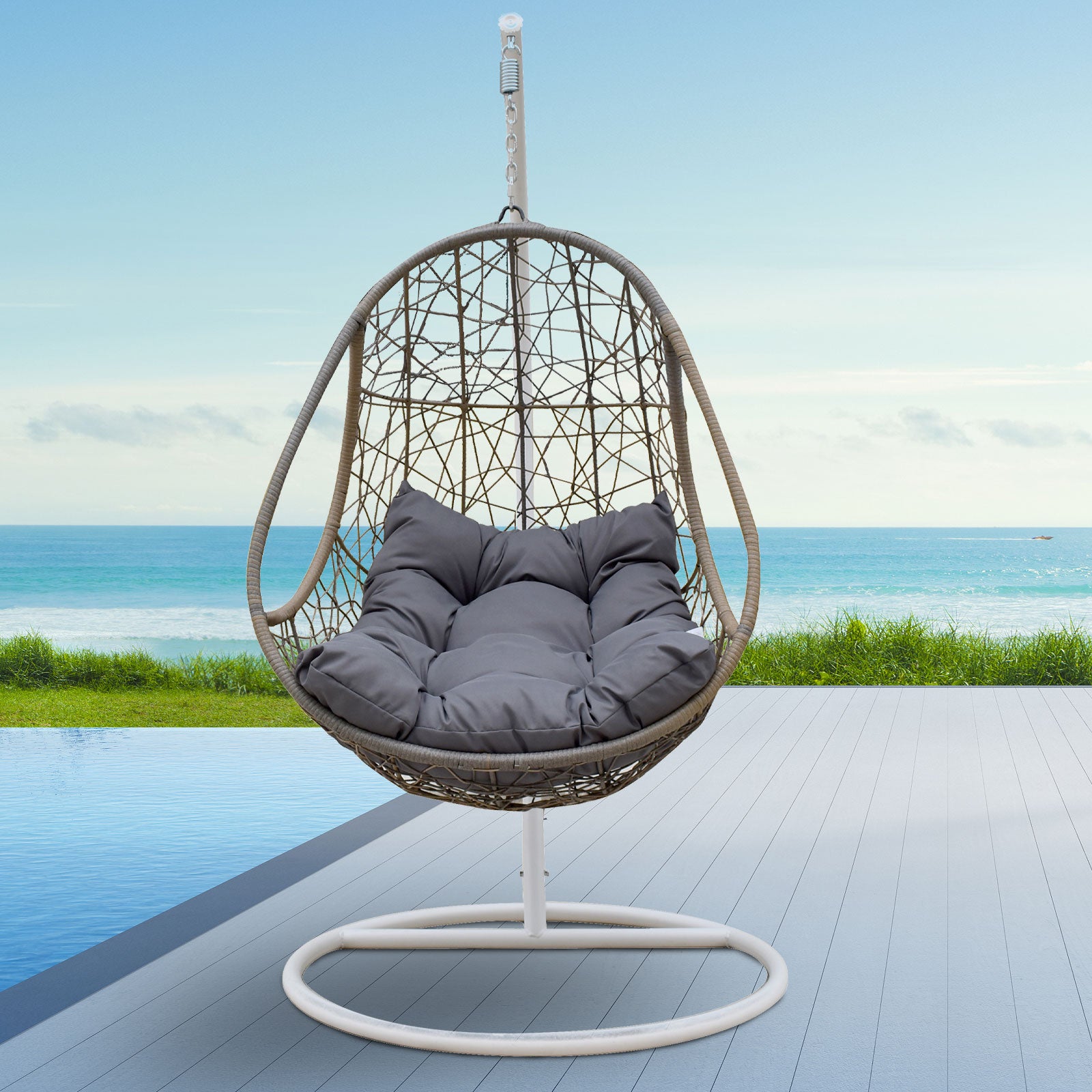 Arcadia Furniture Rocking Egg Chair Swing Lounge Hammock Pod Wicker Curved-Outdoor Chairs & Lounges-PEROZ Accessories