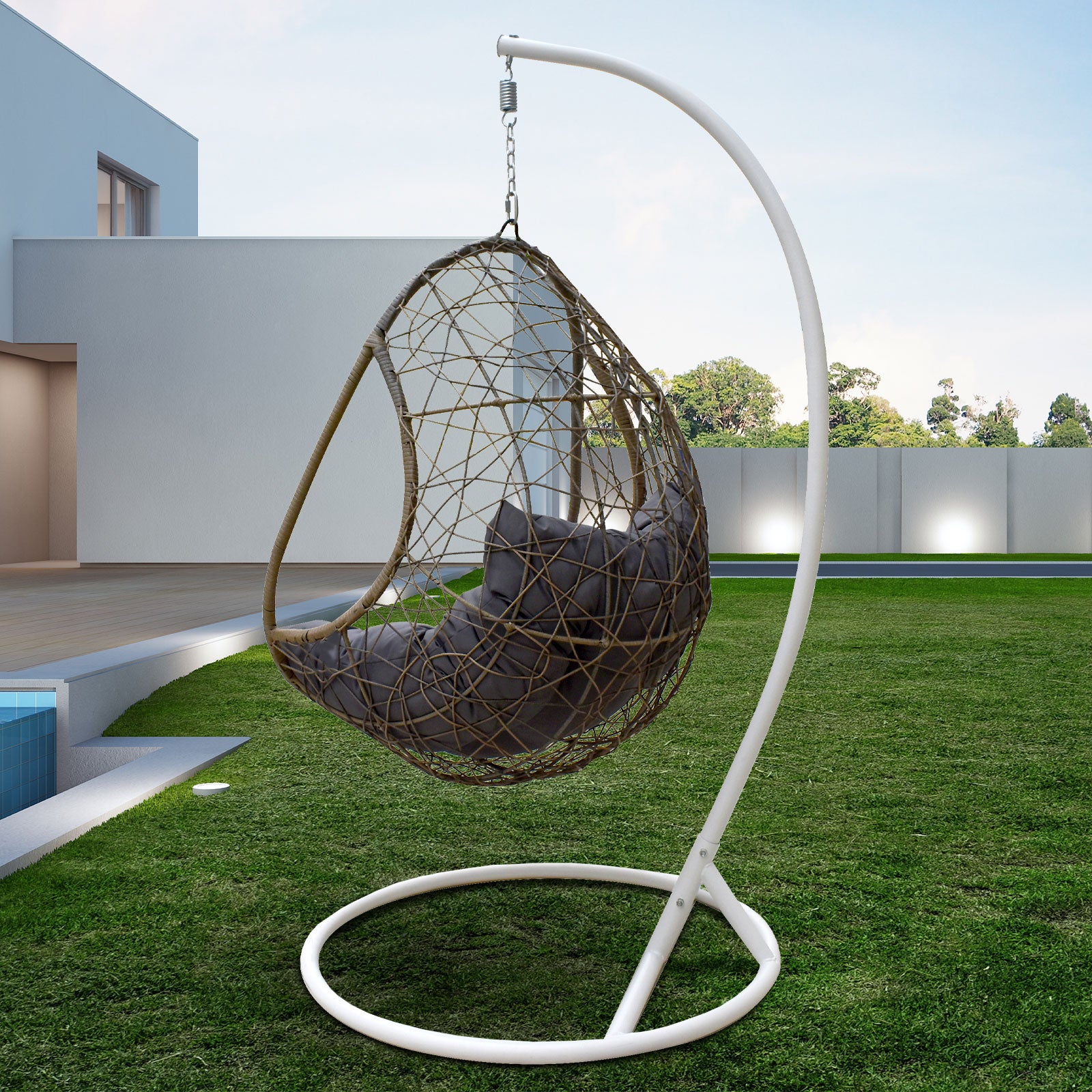 Arcadia Furniture Rocking Egg Chair Swing Lounge Hammock Pod Wicker Curved-Outdoor Chairs & Lounges-PEROZ Accessories
