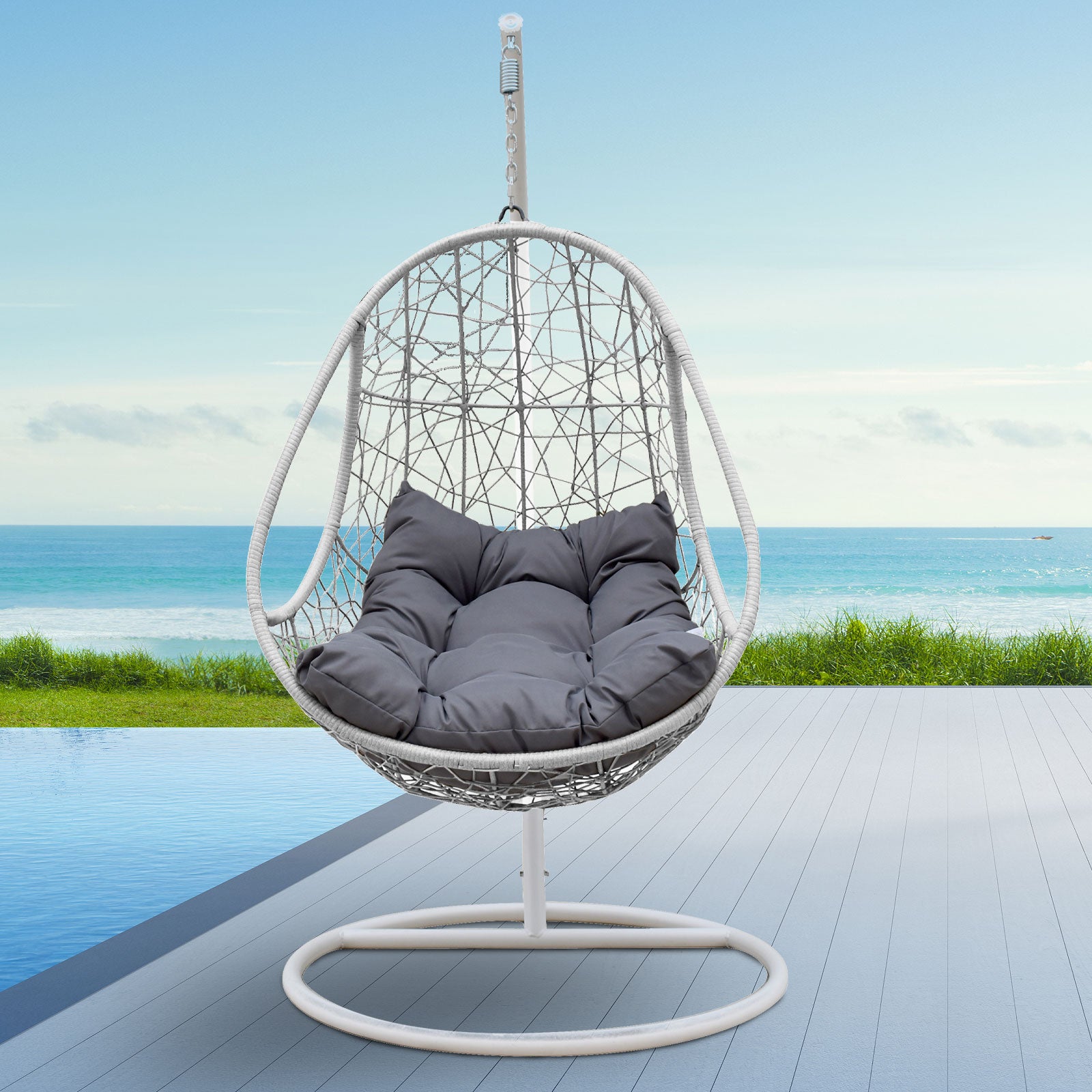 Arcadia Furniture Rocking Egg Chair Swing Lounge Hammock Pod Wicker Curved-Outdoor Chairs & Lounges-PEROZ Accessories