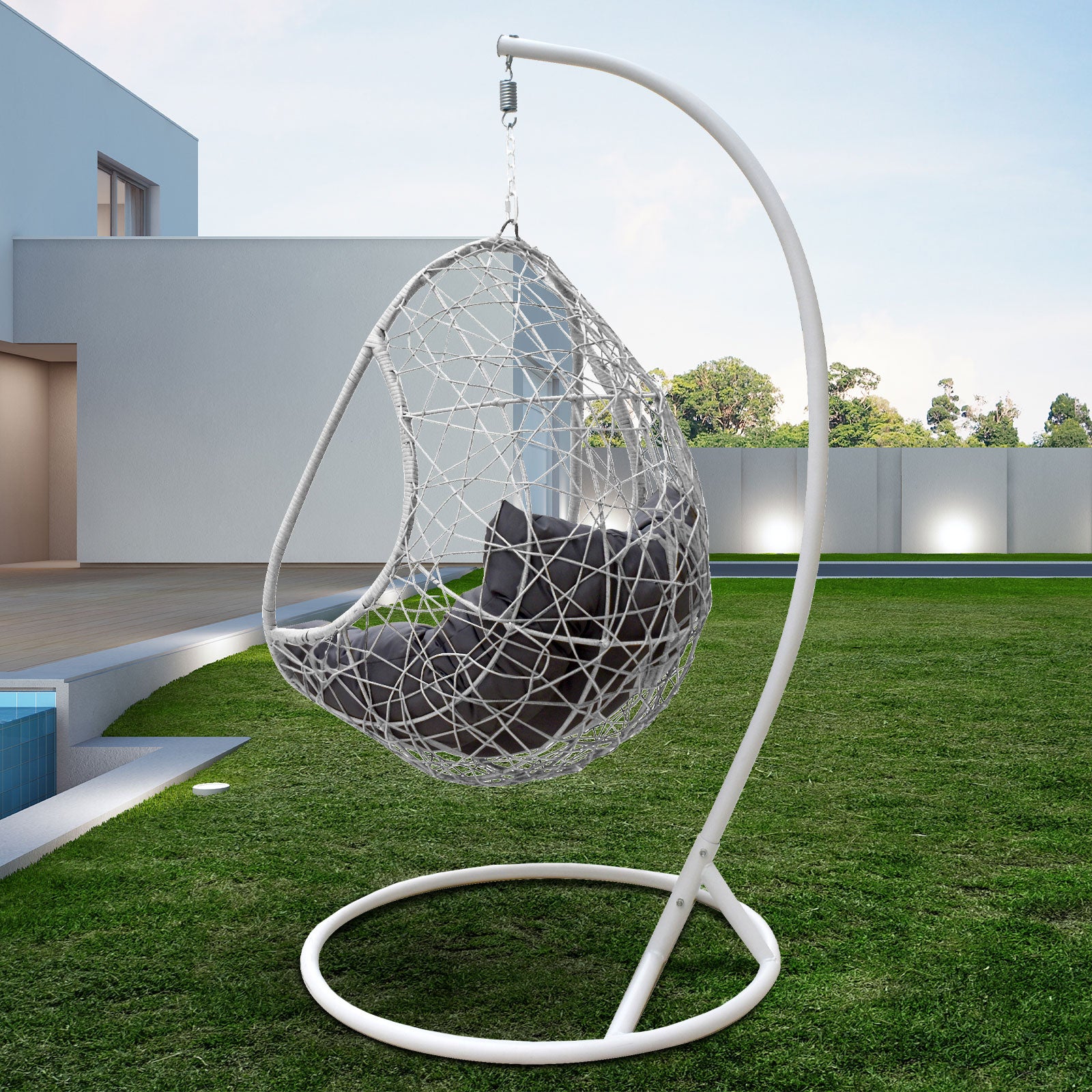 Arcadia Furniture Rocking Egg Chair Swing Lounge Hammock Pod Wicker Curved-Outdoor Chairs & Lounges-PEROZ Accessories