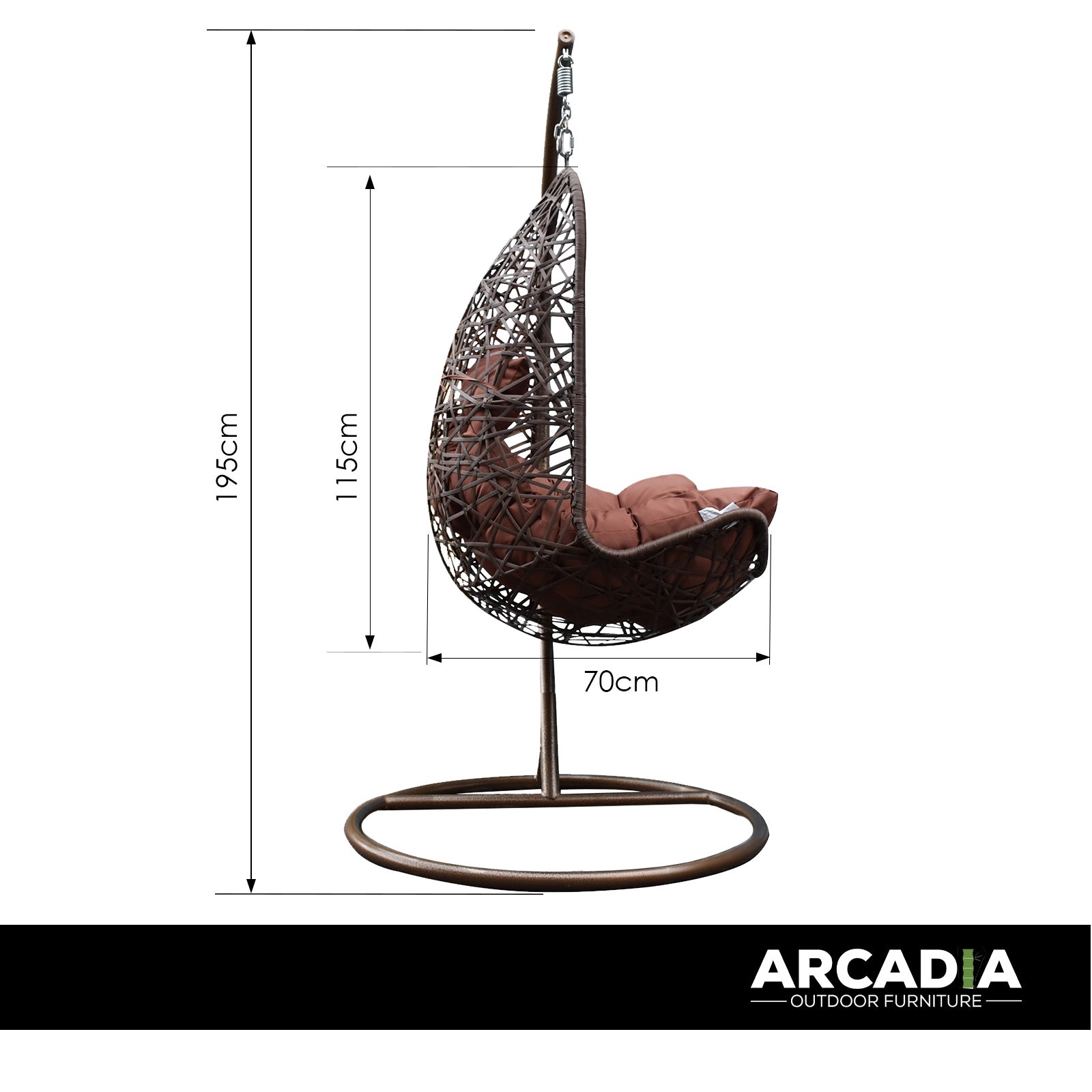 Arcadia Furniture Hanging Basket Egg Chair Outdoor Wicker Rattan Patio Garden-Outdoor Chairs &amp; Lounges-PEROZ Accessories