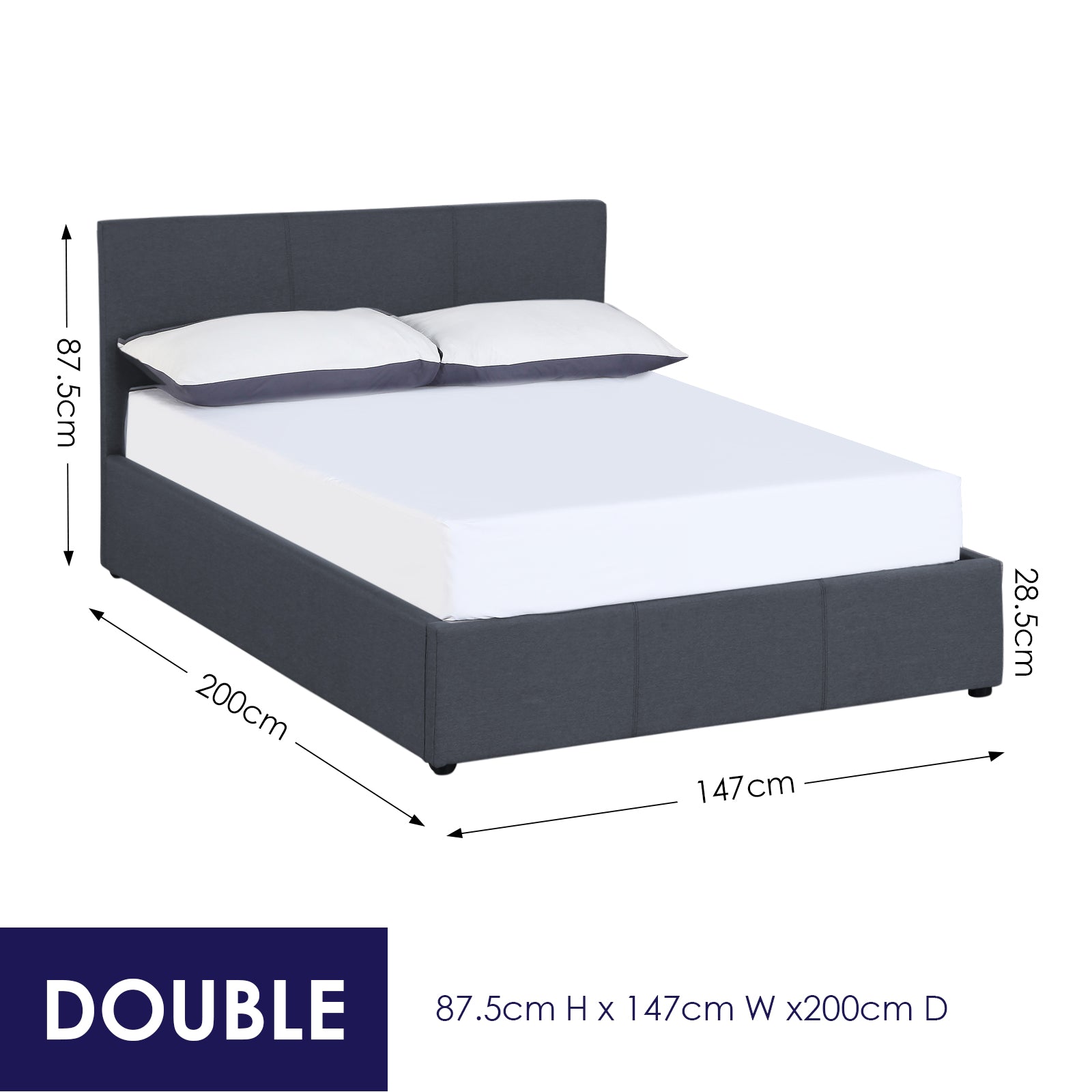 Milano Luxury Gas Lift Bed Frame And Headboard-Bed Frames & Bases-PEROZ Accessories