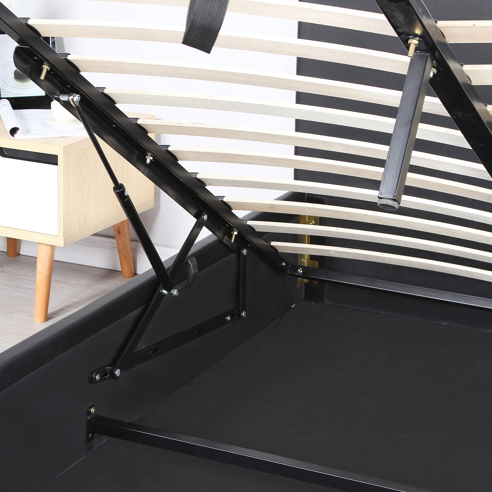 Milano Luxury Gas Lift Bed Frame And Headboard-Bed Frames & Bases-PEROZ Accessories