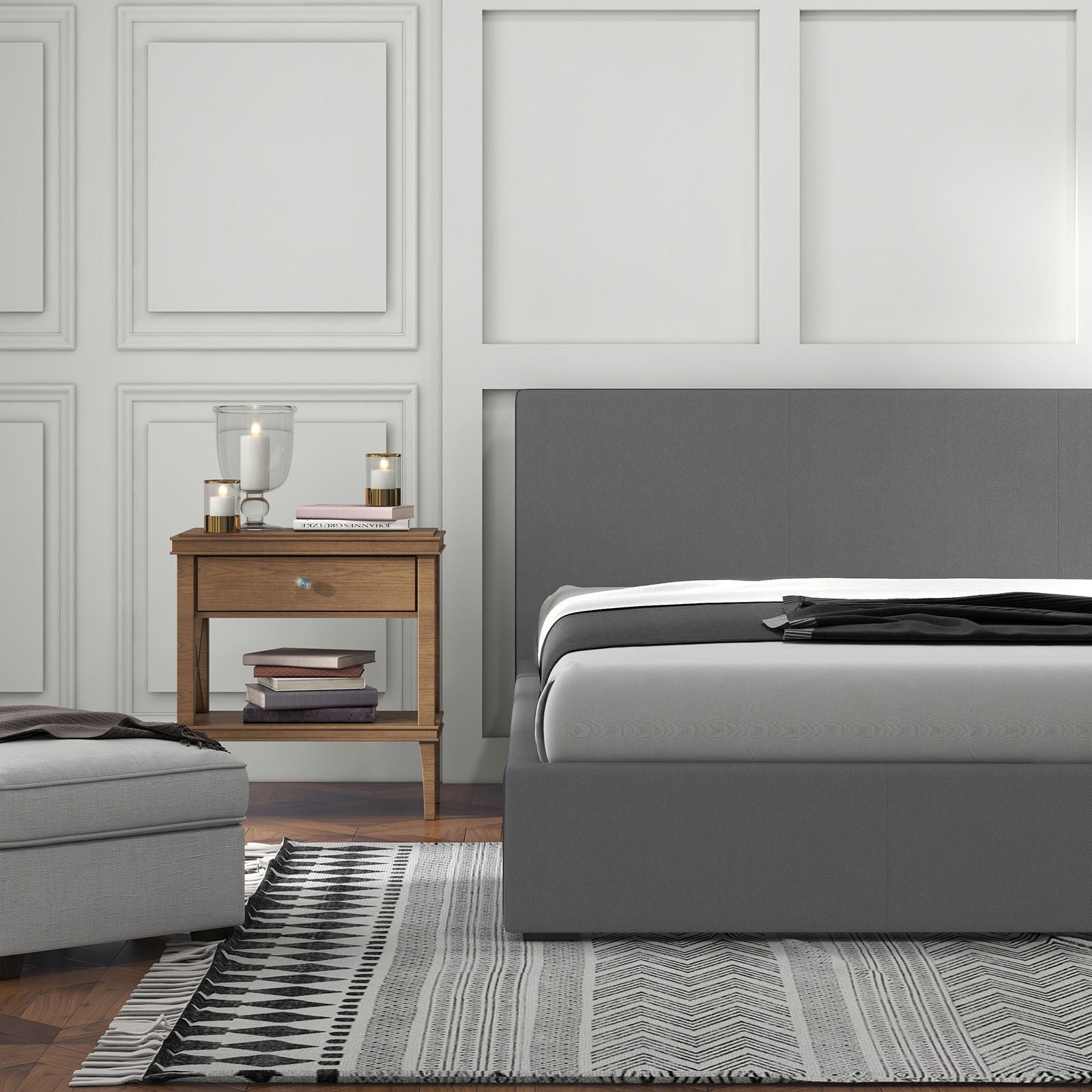 Milano Luxury Gas Lift Bed Frame Base And Headboard With Storage-Bed Frames & Bases-PEROZ Accessories
