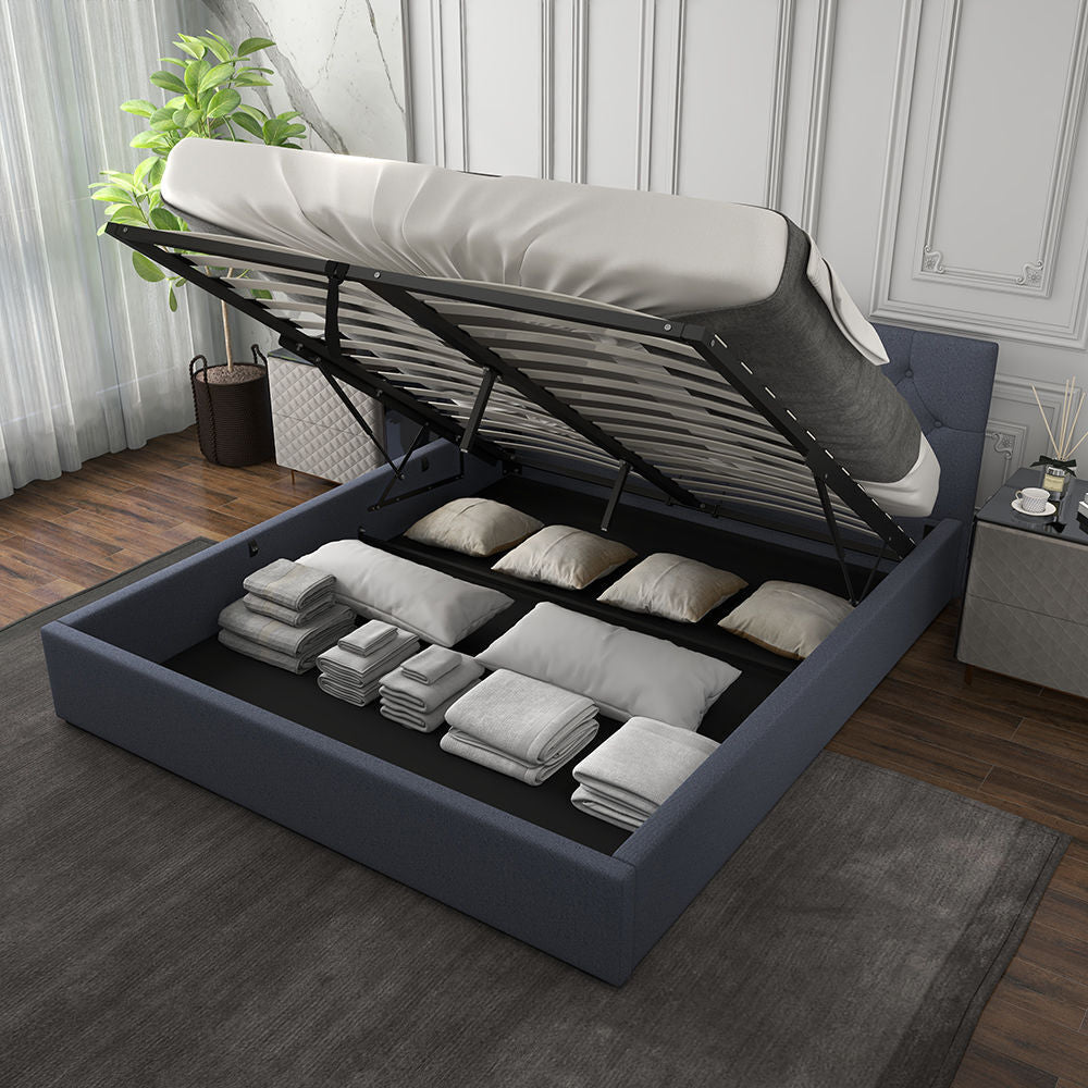 Milano Capri Luxury Gas Lift Bed Frame Base And Headboard With Storage-Bed Frames & Bases-PEROZ Accessories