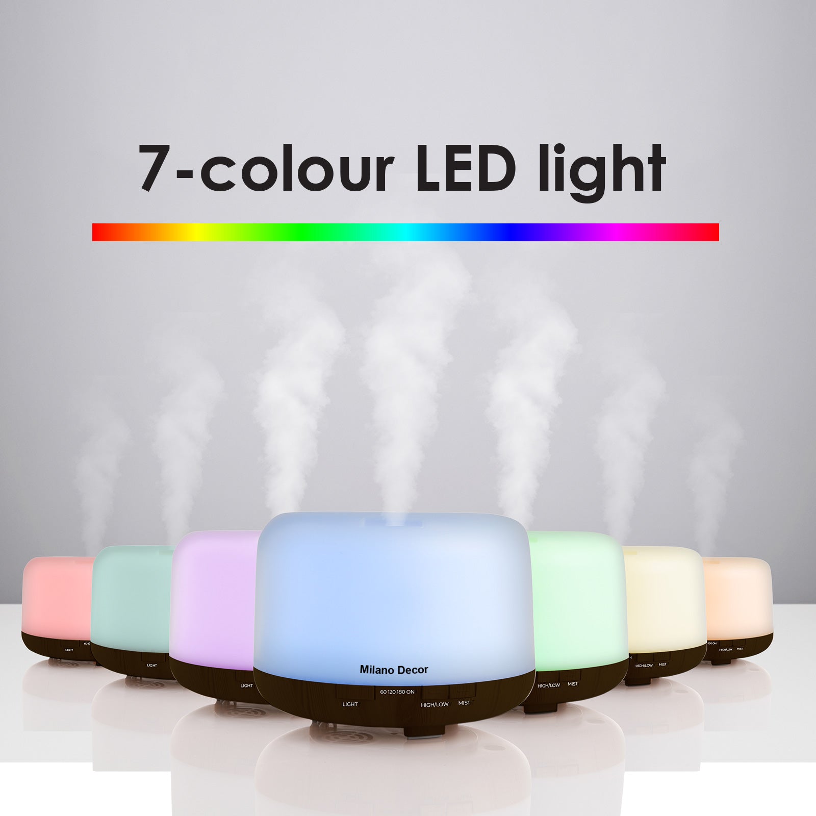 Milano Decor Mood Light Diffuser Ultrasonic Humidifier With 3 Pack Oils-Home Fragrances-PEROZ Accessories