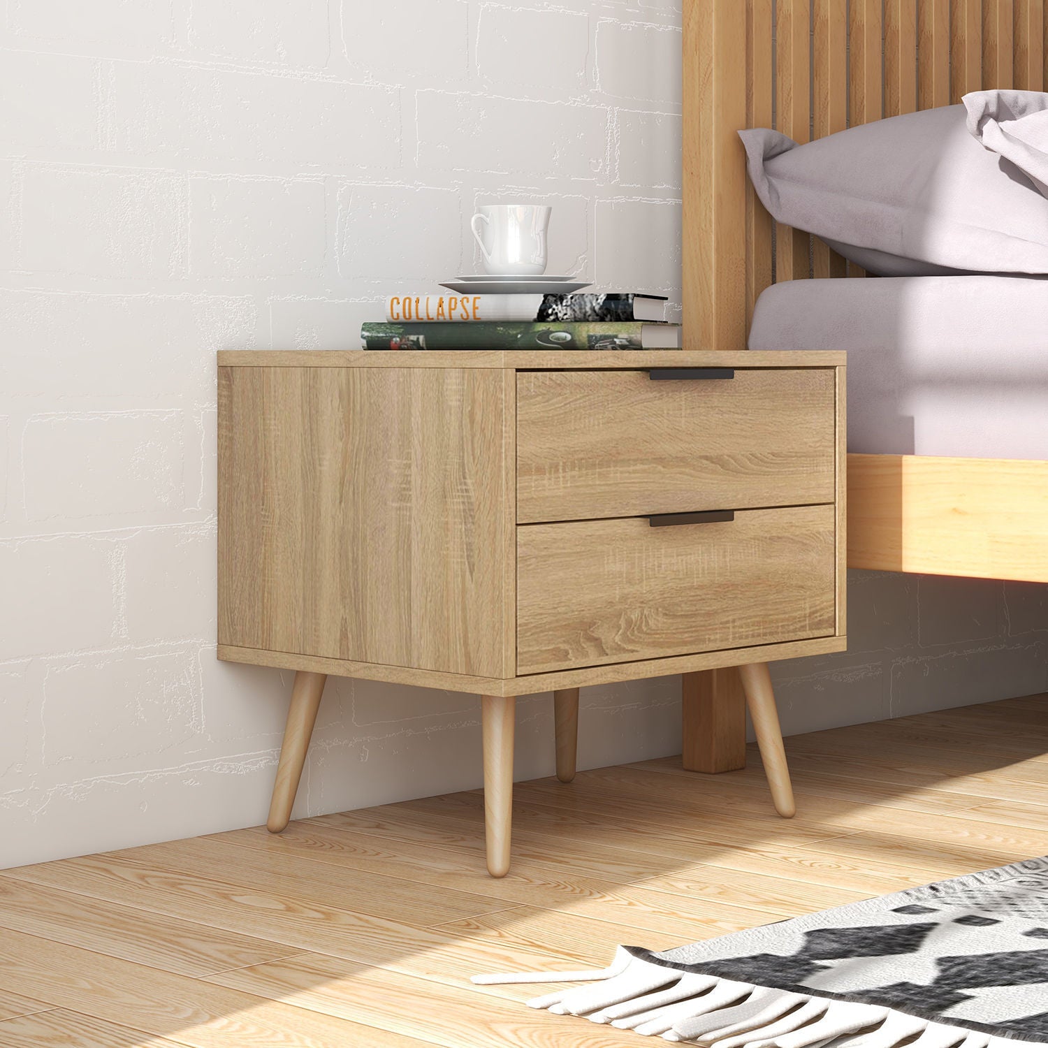 Milano Decor Bedside Table Paddington Drawers Nightstand Unit Cabinet Storage-Bedside Tables-PEROZ Accessories