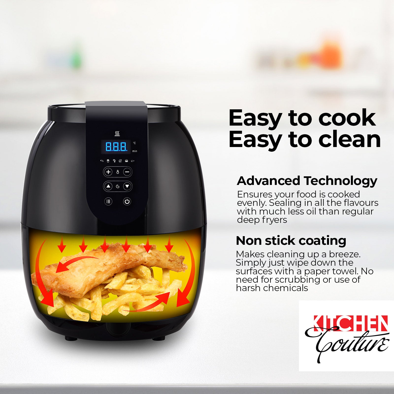Kitchen Couture 3.5 Litre Digital Display Air Fryer Oil Free Cooking-Small Kitchen Appliances-PEROZ Accessories