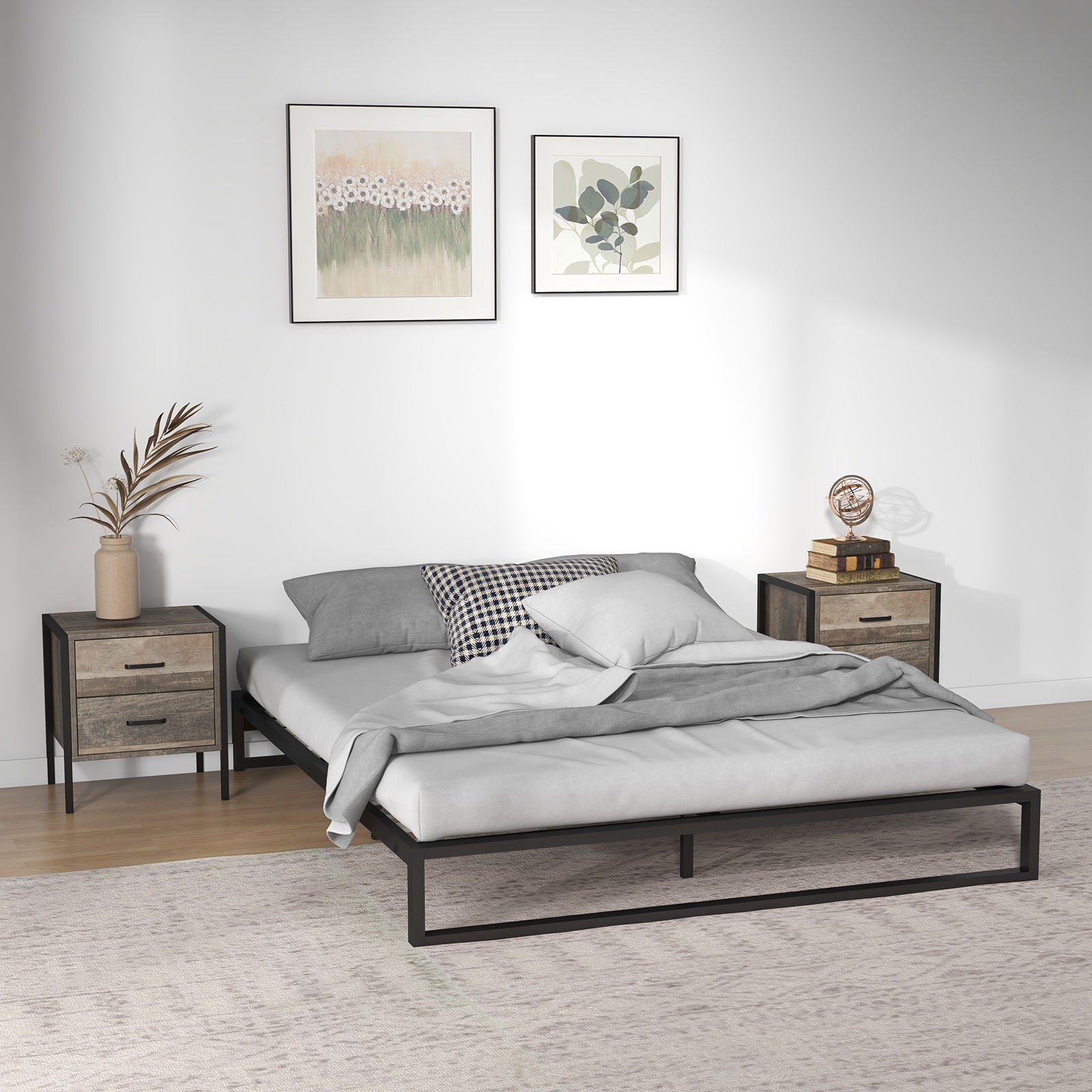 Milano Decor Florence Metal Bed Frame Mattress Base Platform Modern-Bed Frames & Bases-PEROZ Accessories