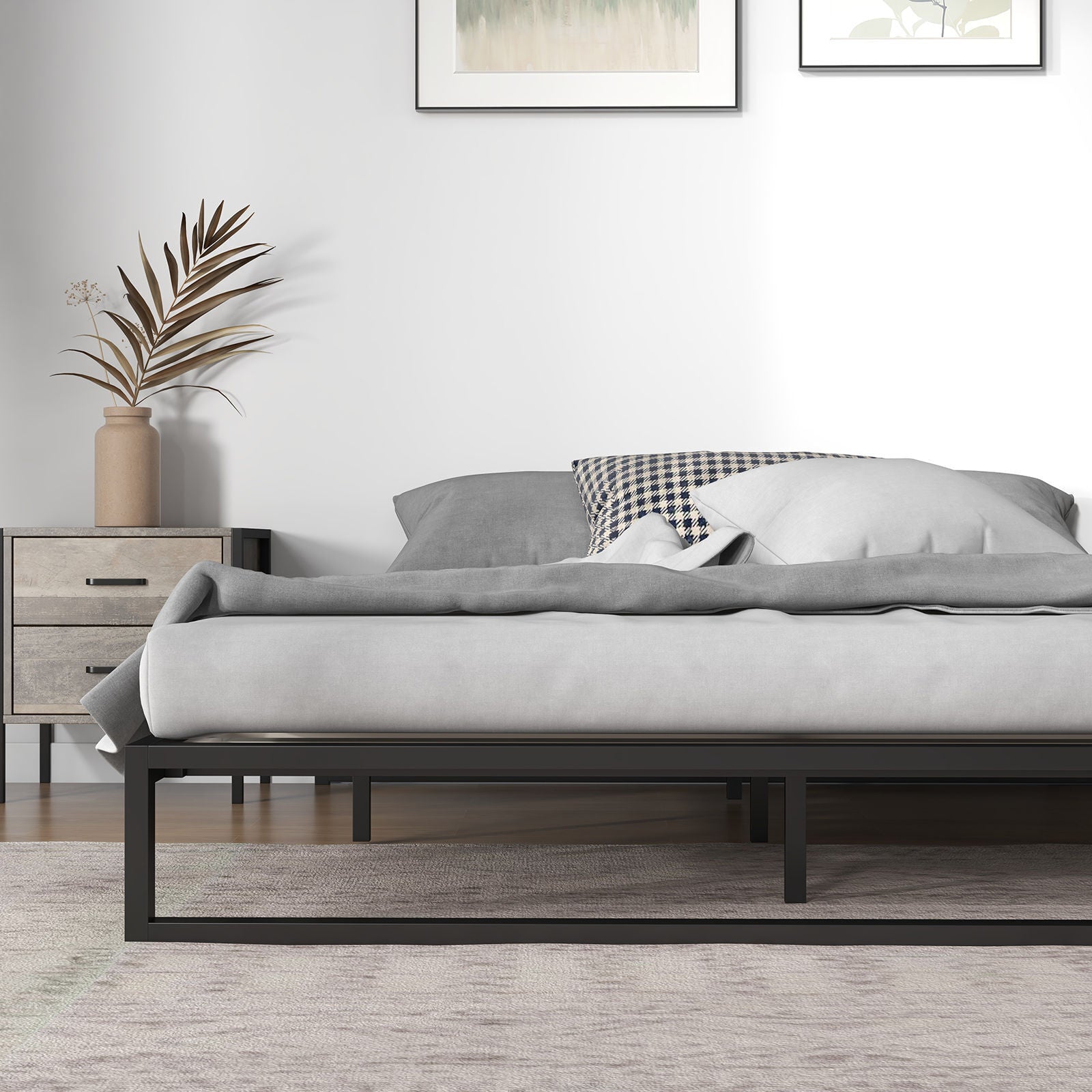 Milano Decor Florence Metal Bed Frame Mattress Base Platform Modern-Bed Frames & Bases-PEROZ Accessories