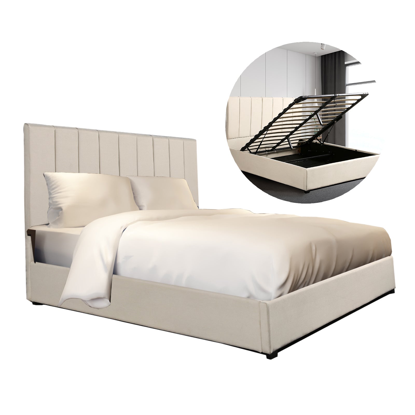 Milano Decor Vaucluse Gas Lift Storage Bed-Bed Frames & Bases-PEROZ Accessories