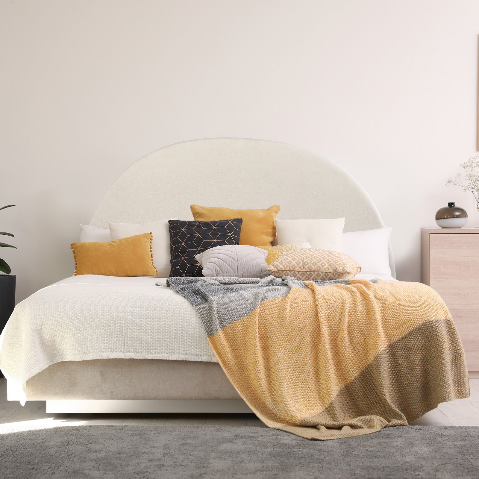 Milano Decor Newark Curved Bead Head-Bed Frames & Bases-PEROZ Accessories