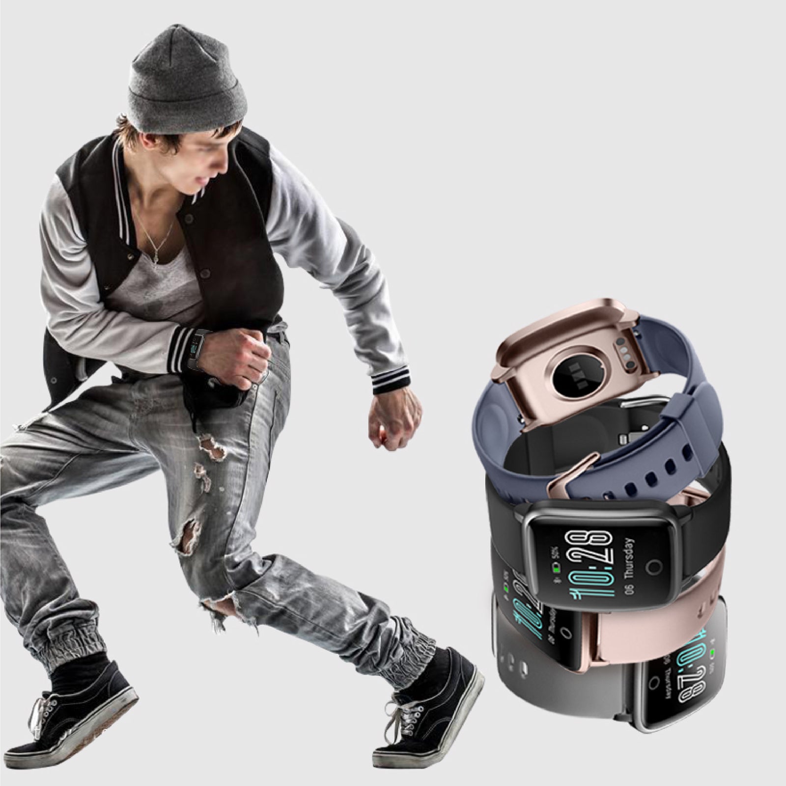 FitSmart Smart Watch Bluetooth Heart Rate Monitor Waterproof LCD Touch Screen-Watches-PEROZ Accessories