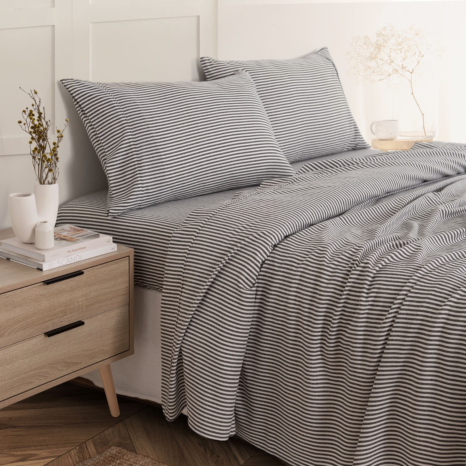 Royal Comfort Stripes Linen Blend Sheet Set Bedding Luxury Breathable Ultra Soft-Bed Linen-PEROZ Accessories