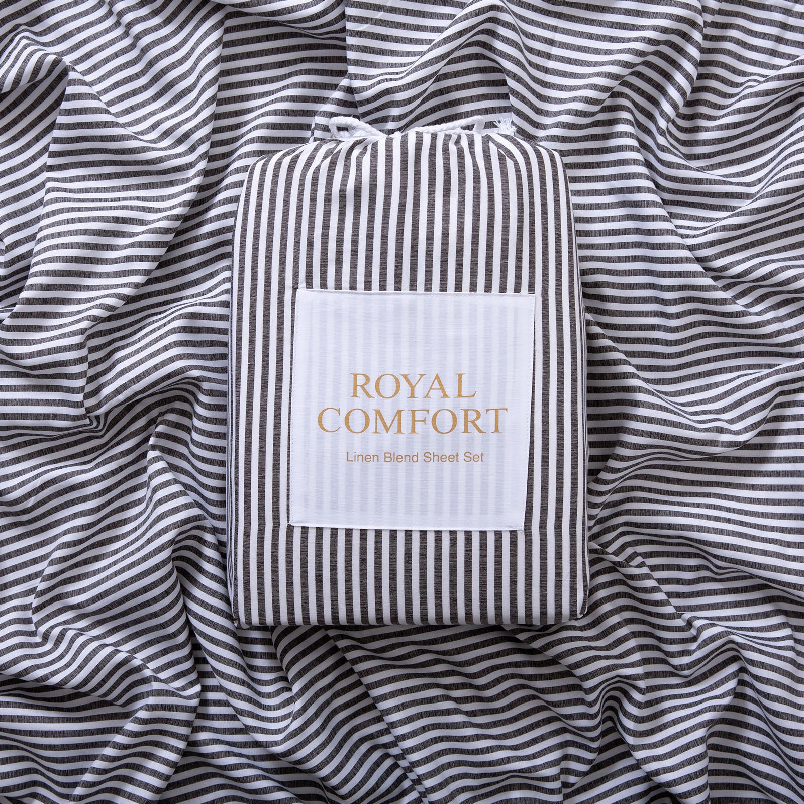Royal Comfort Stripes Linen Blend Sheet Set Bedding Luxury Breathable Ultra Soft-Bed Linen-PEROZ Accessories